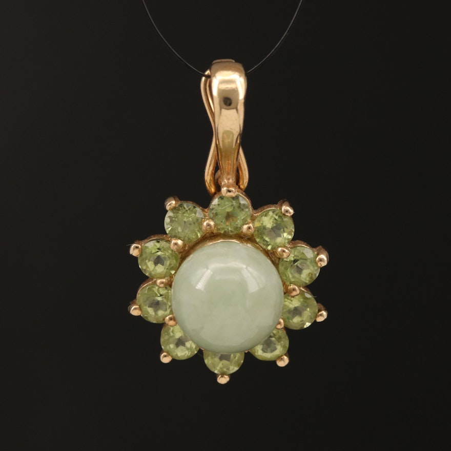 10K Jadiete and Peridot Pendant