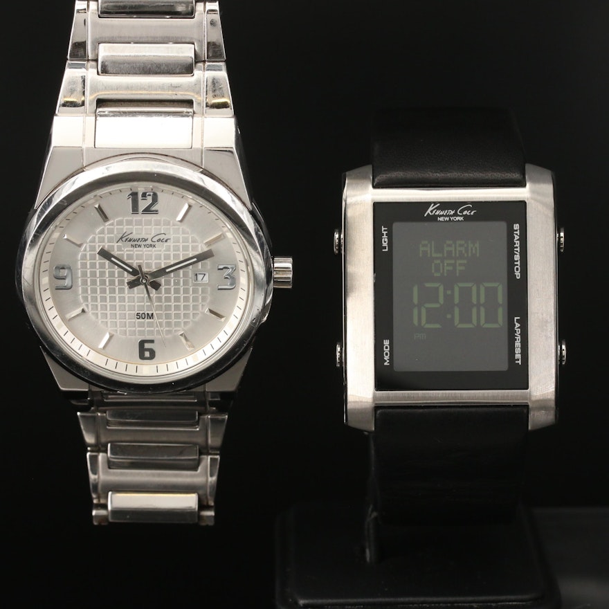 Kenneth Cole Analog and Digital Stainless Steel Quartz Wristwatches