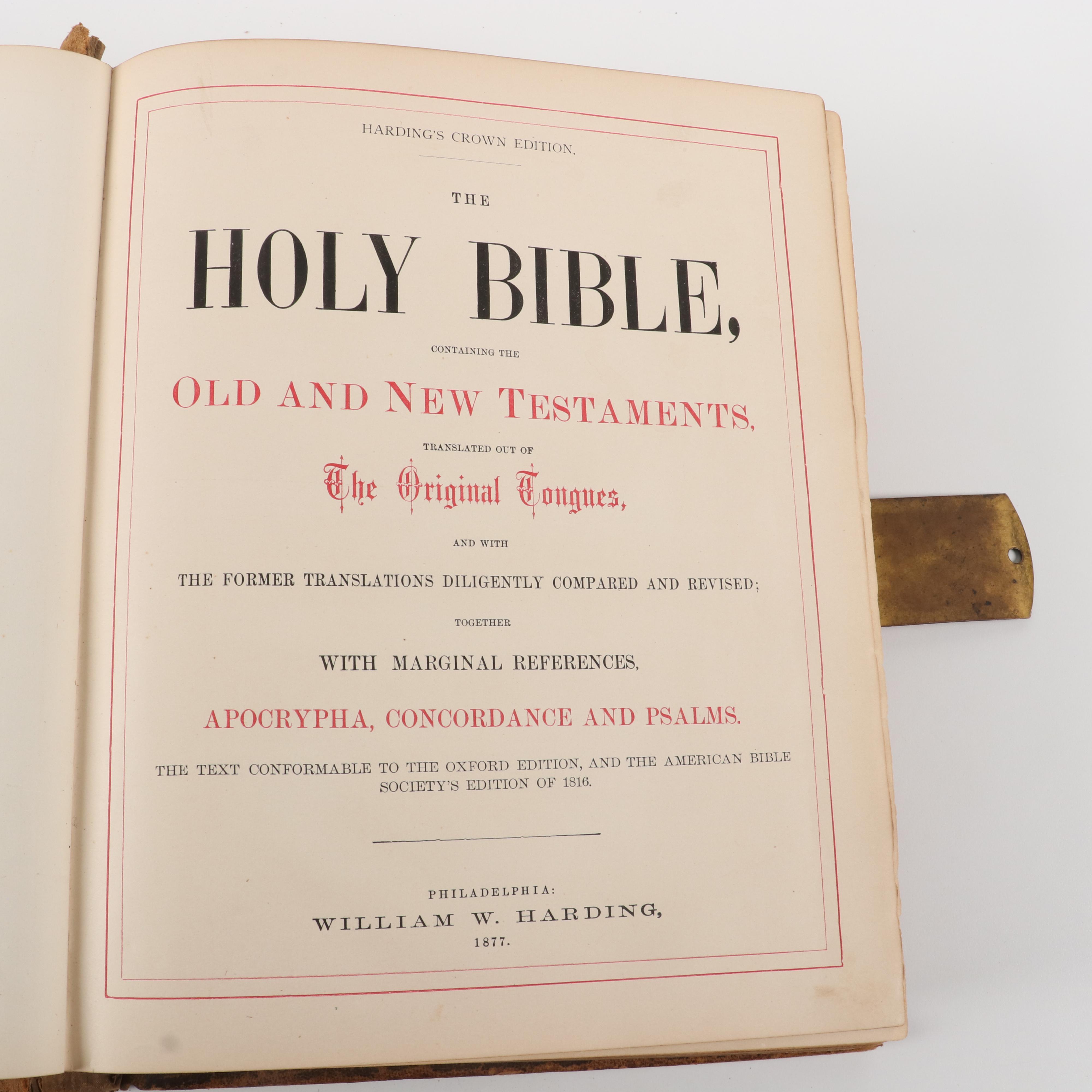 Leather Bound Family Bible and Holy Bible, 1861 and 1877