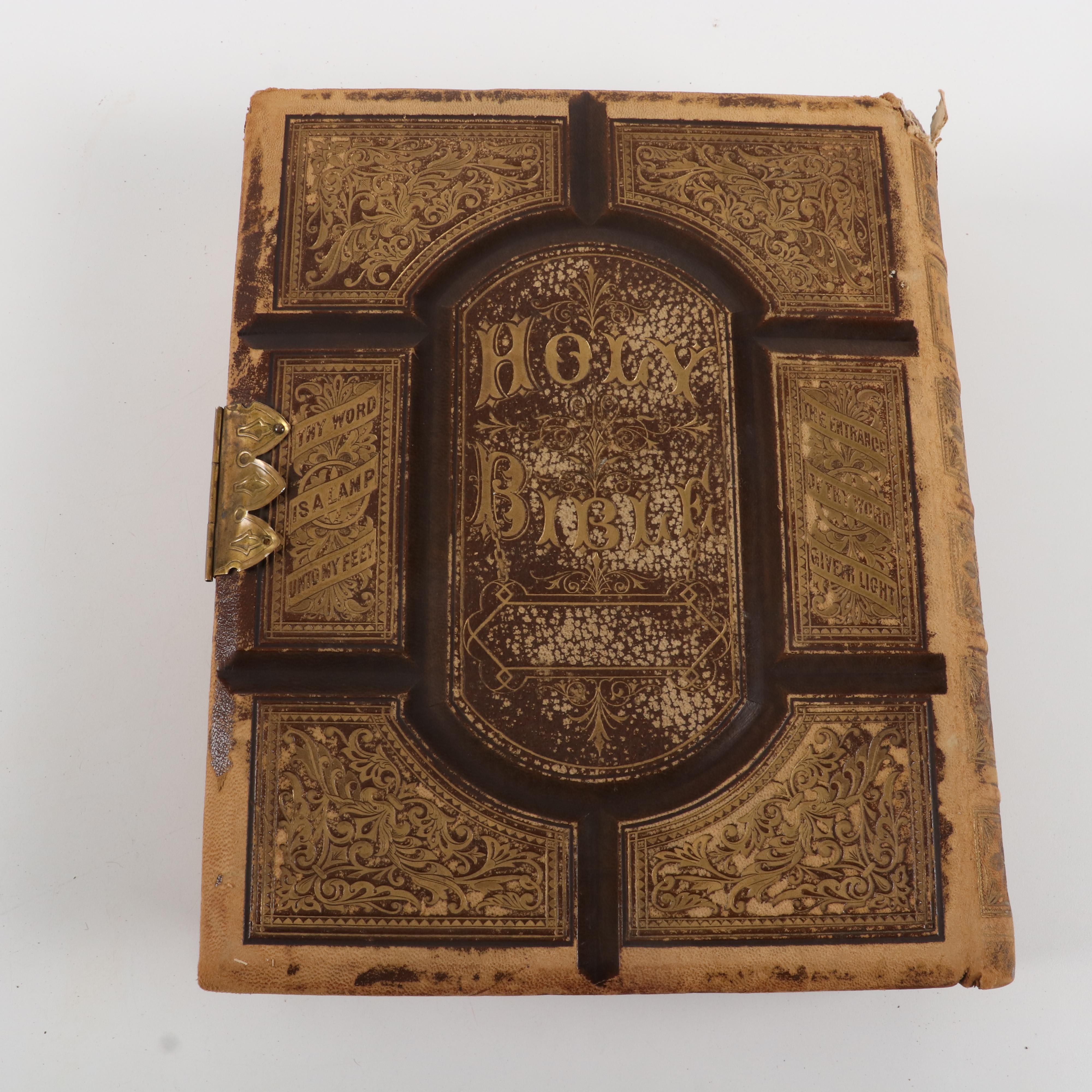 Leather Bound Family Bible and Holy Bible, 1861 and 1877