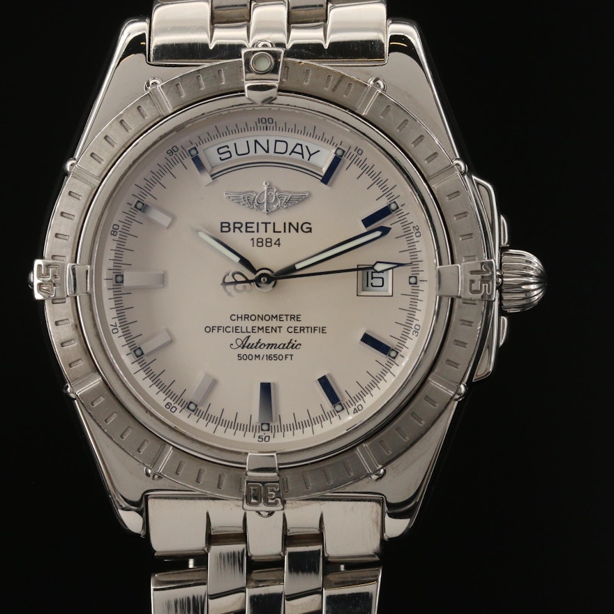 Breitling Headwind Day-Date Stainless Steel Automatic Wristwatch