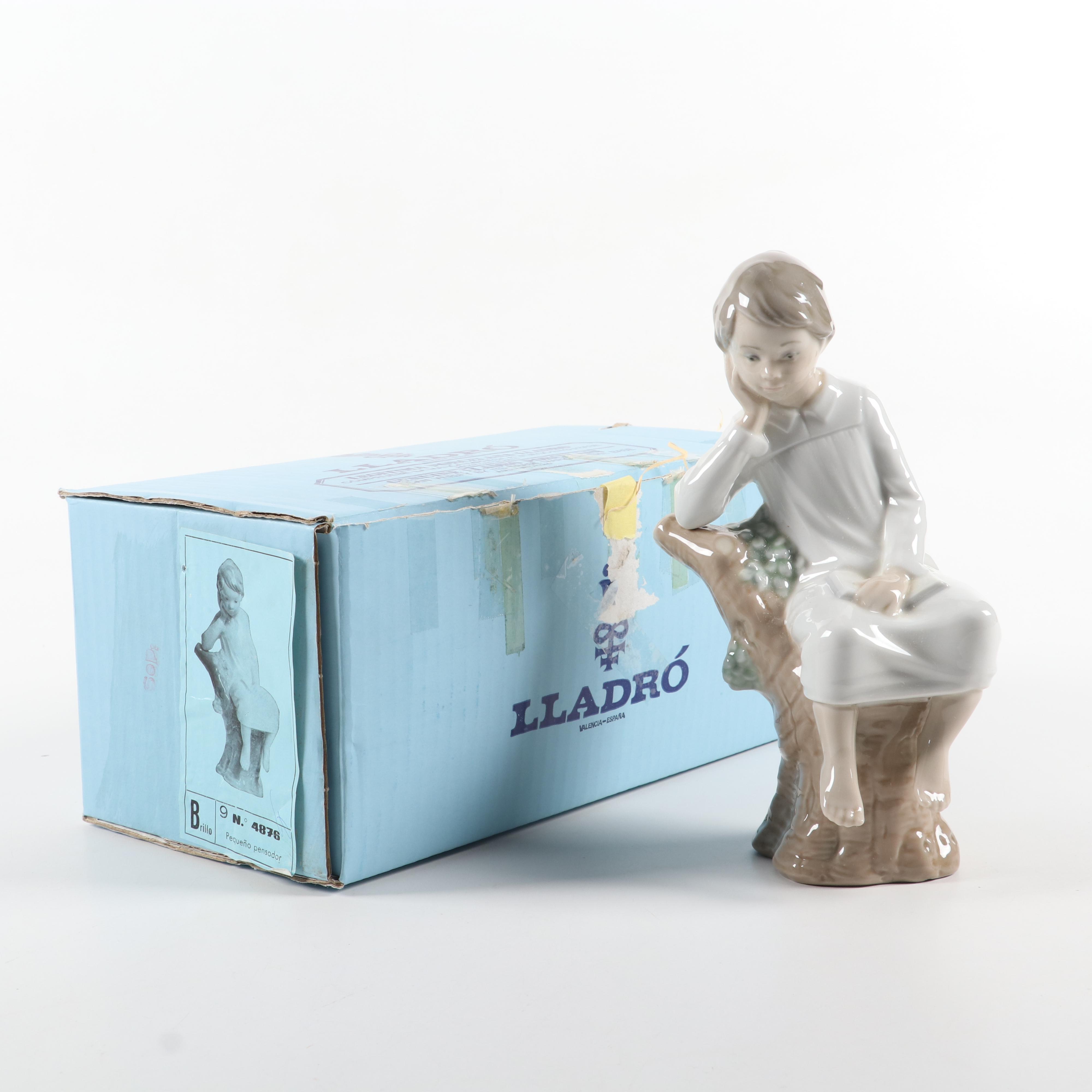 Lladró "Thinker Little Boy" Porcelain Figurine Designed by José Roig