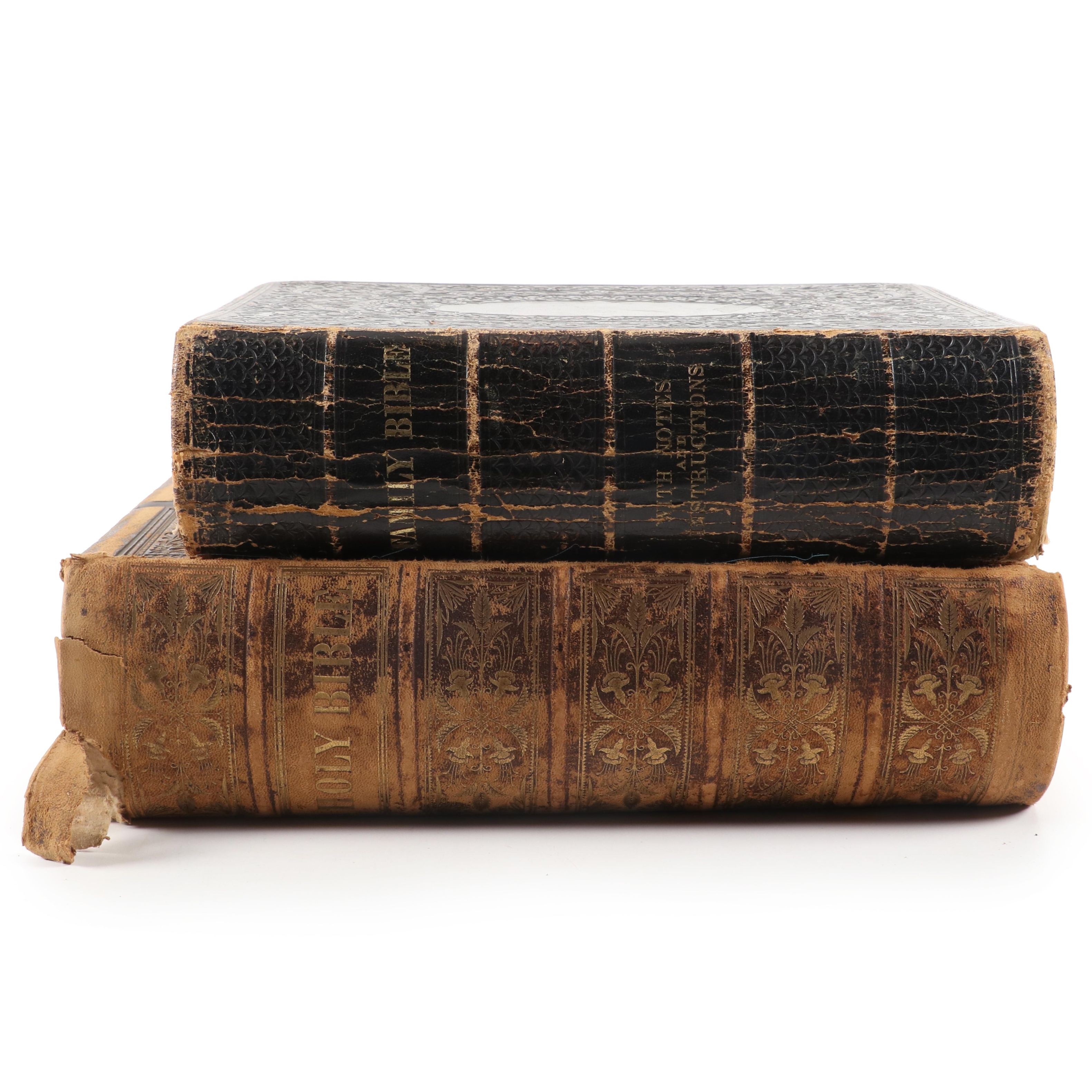 Leather Bound Family Bible and Holy Bible, 1861 and 1877