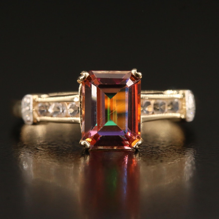 14K Mystic Topaz Ring with Diamond Accents