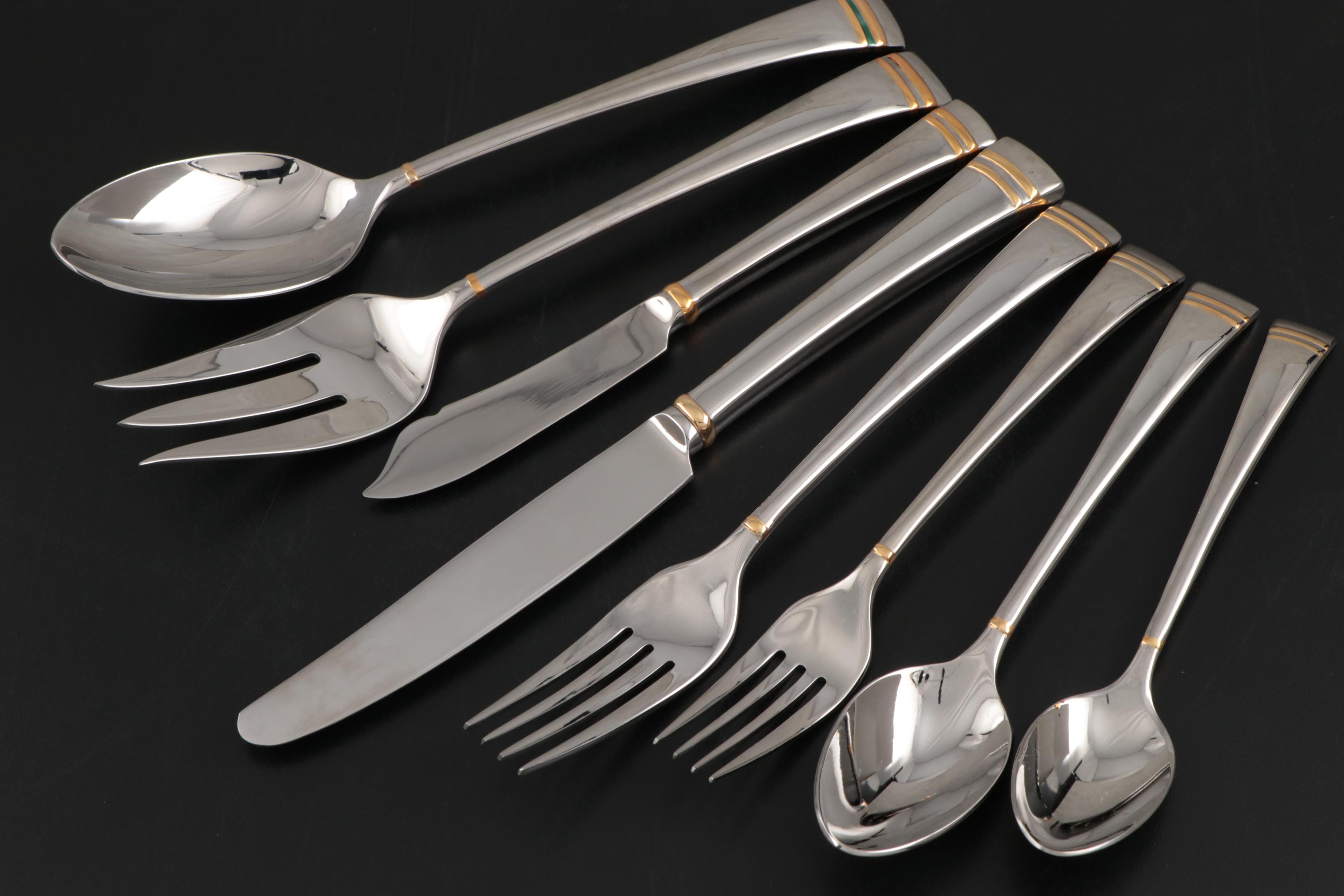 Lenox "Eternal Gold" 18/8 Stainless Steel Flatware, Serving Utensils and Chest