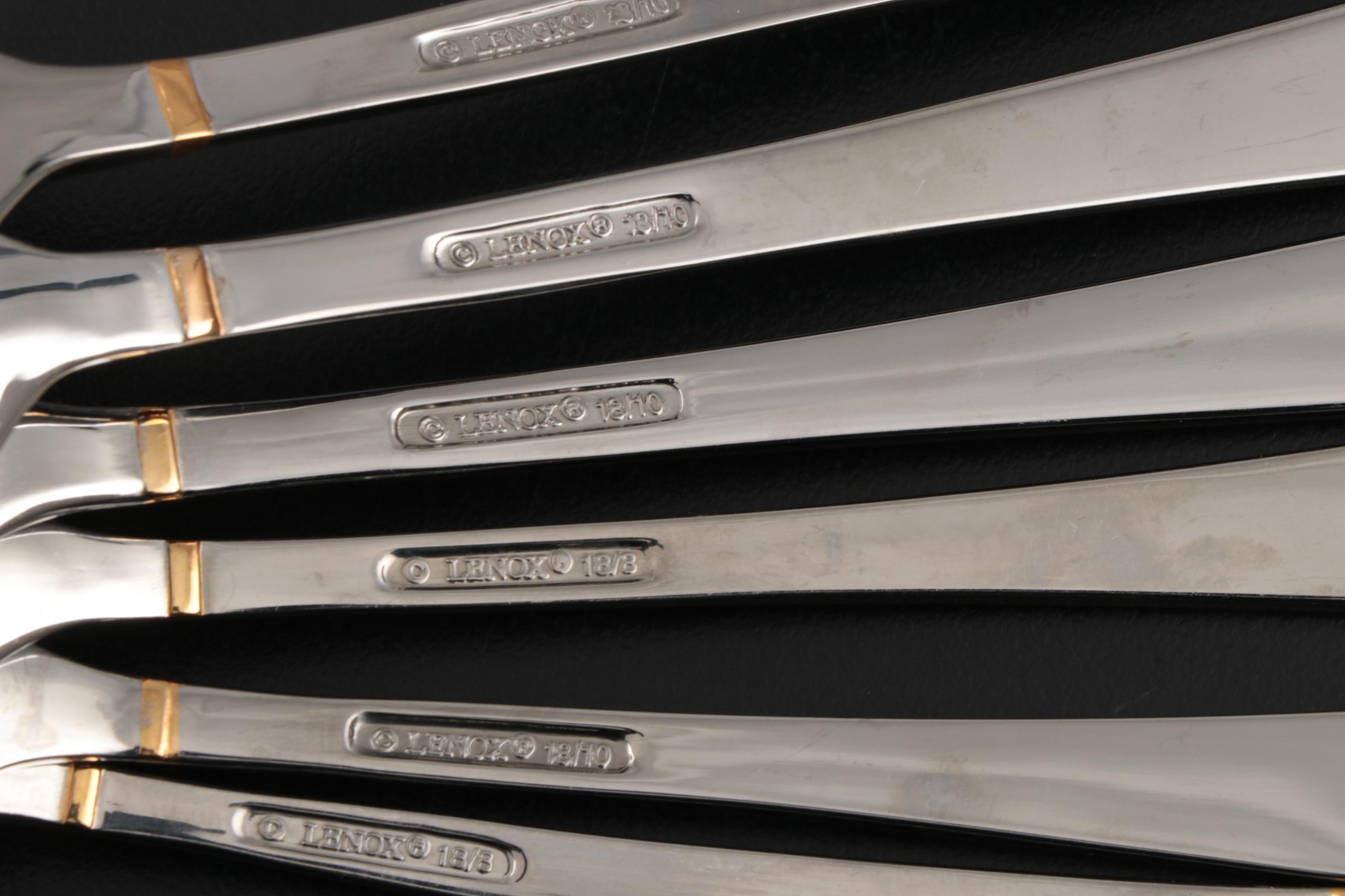 Lenox "Eternal Gold" 18/8 Stainless Steel Flatware, Serving Utensils and Chest