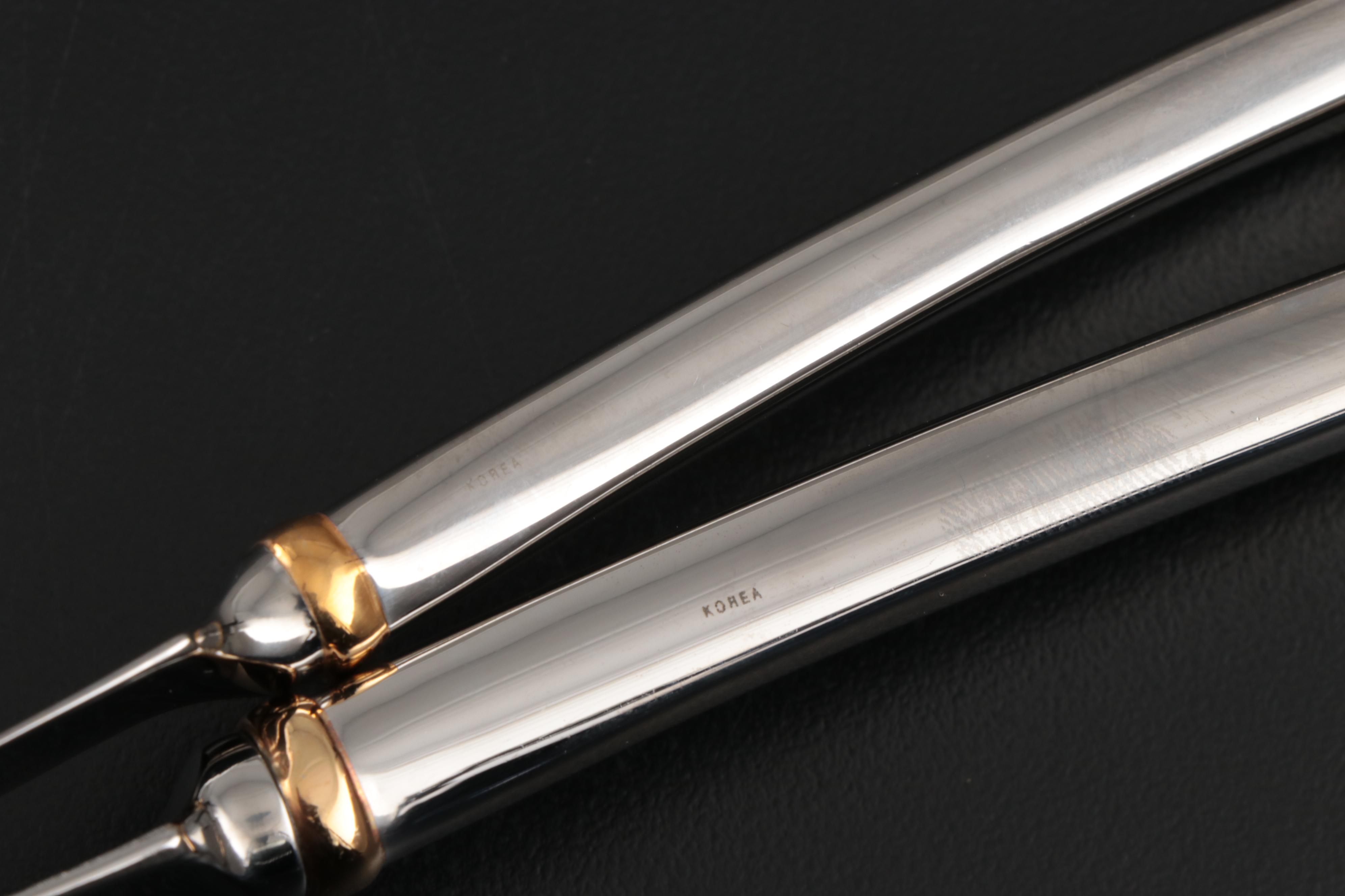 Lenox "Eternal Gold" 18/8 Stainless Steel Flatware, Serving Utensils and Chest