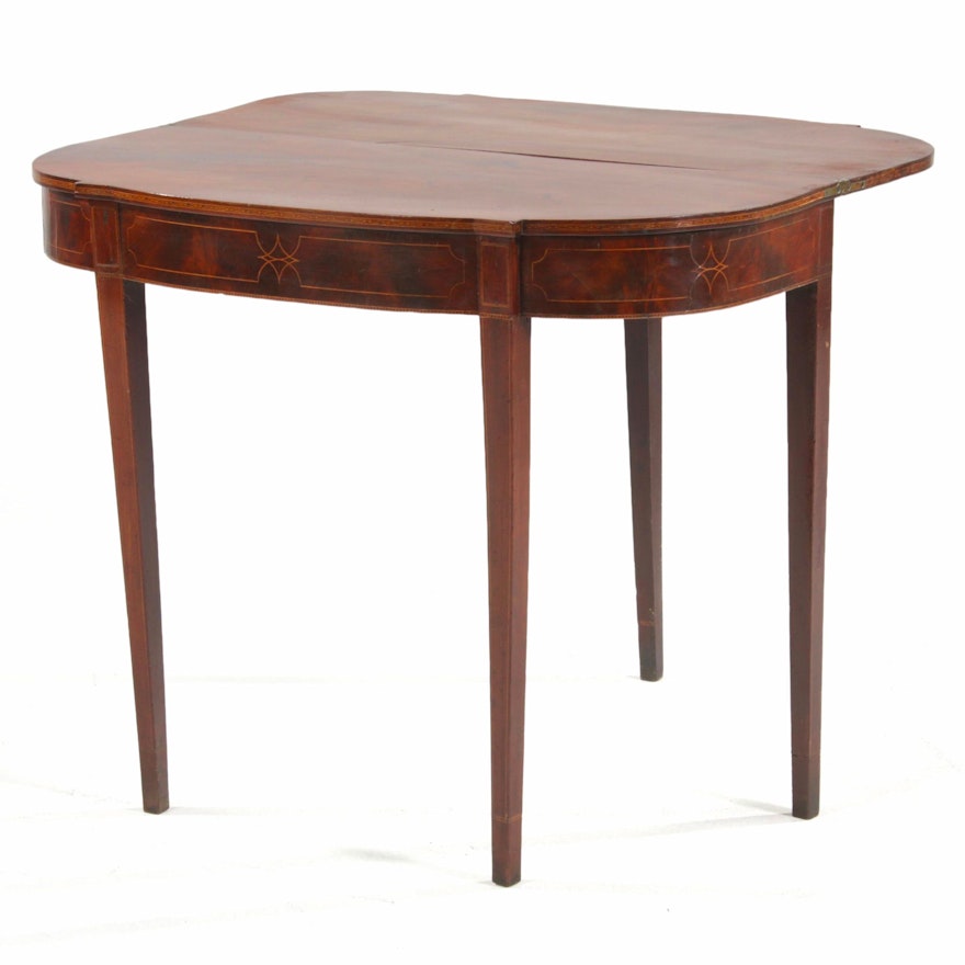 Federal String-Inlaid Mahogany Games Table, Early 19th Century