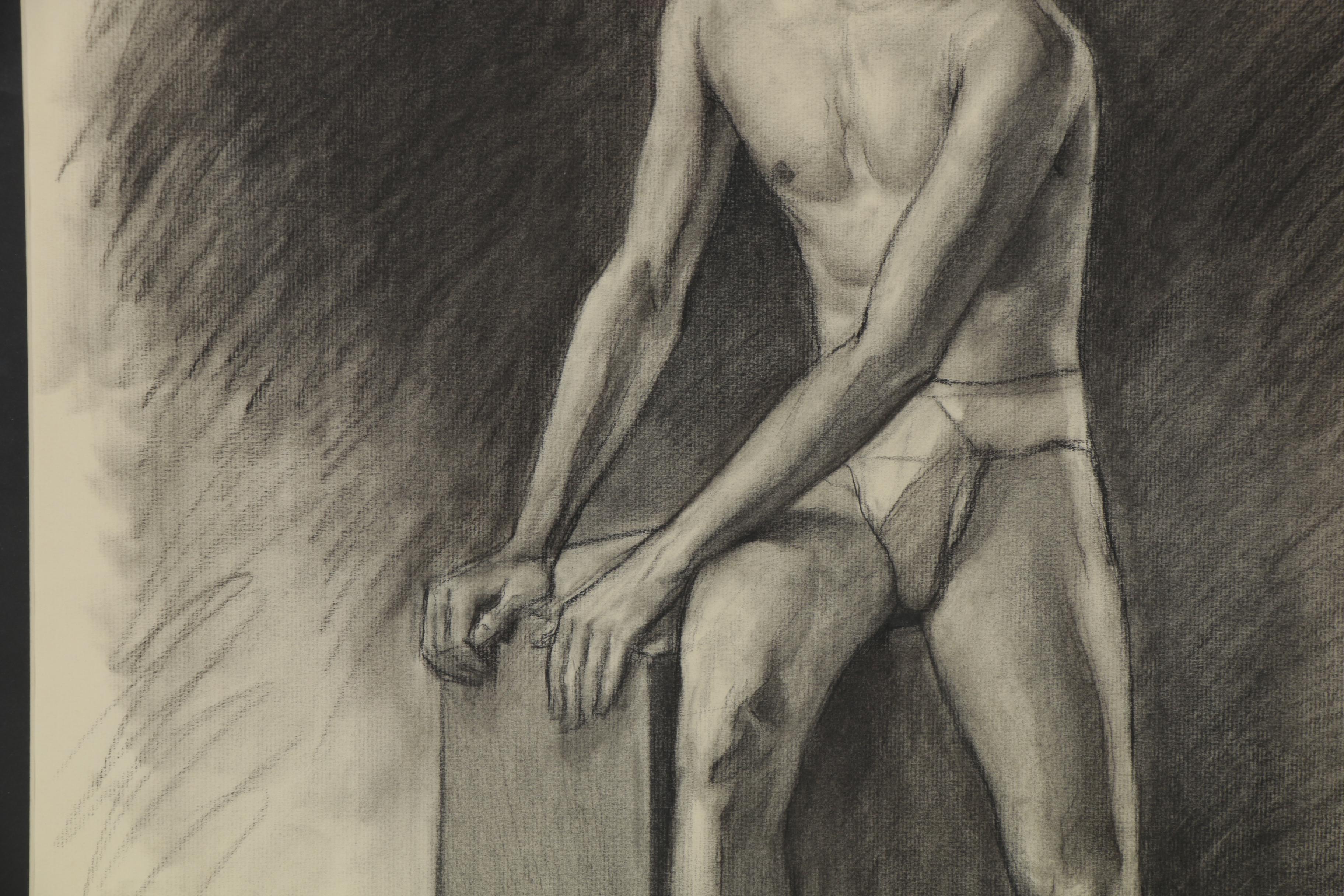 Noel J. Cortes Charcoal Drawing Figure Study, 1936