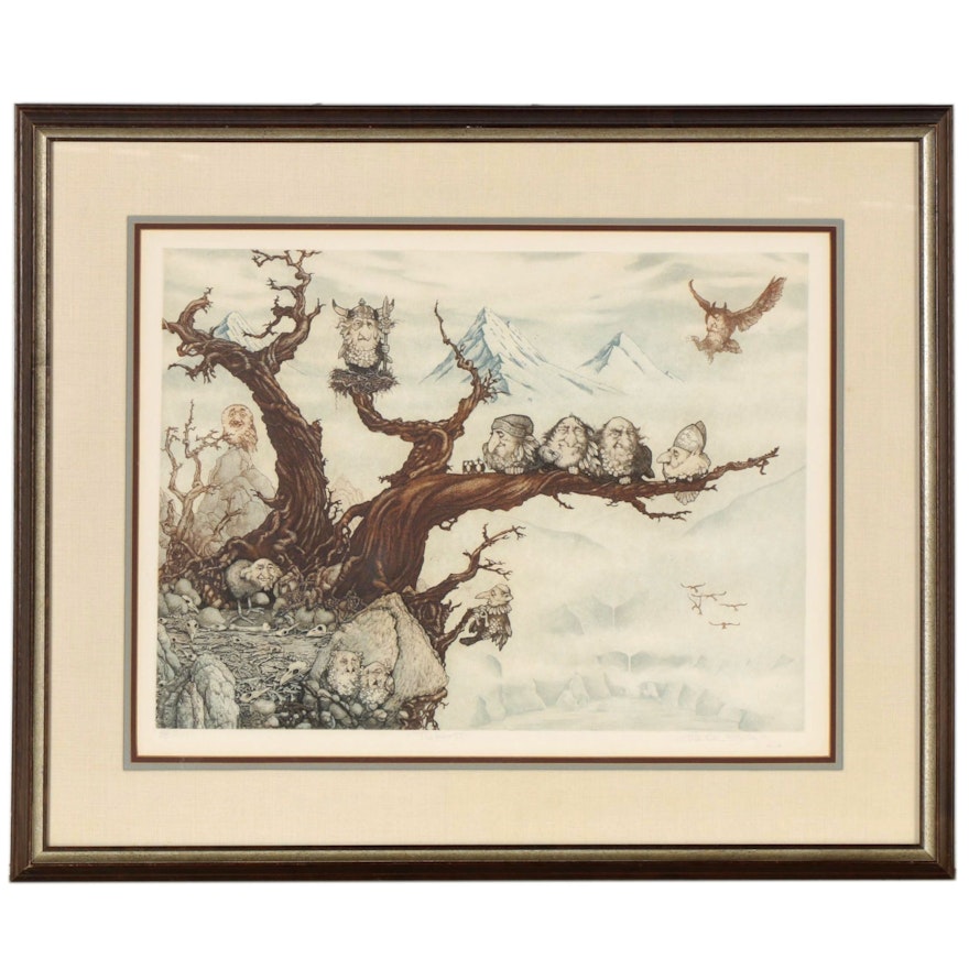 Charles Bragg Color Etching with Aquatint "The Roost," Late 20th Century