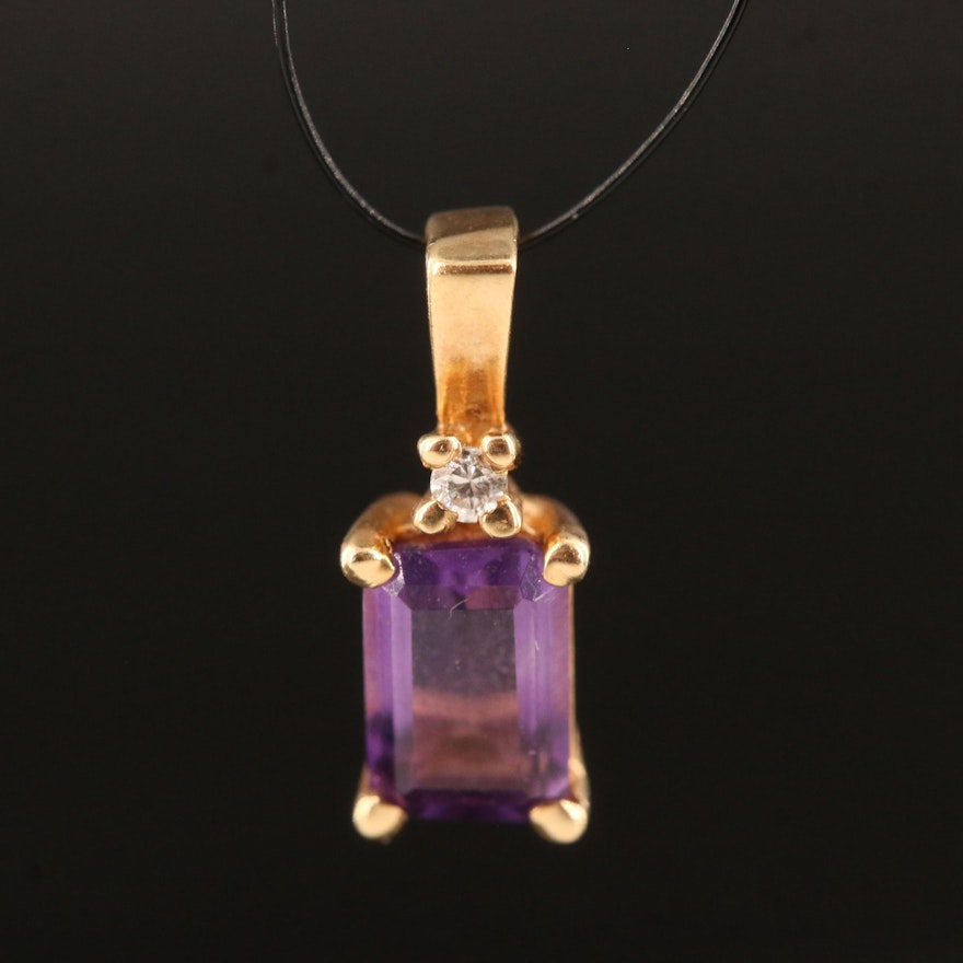 14K Amethyst and Diamond Pendant