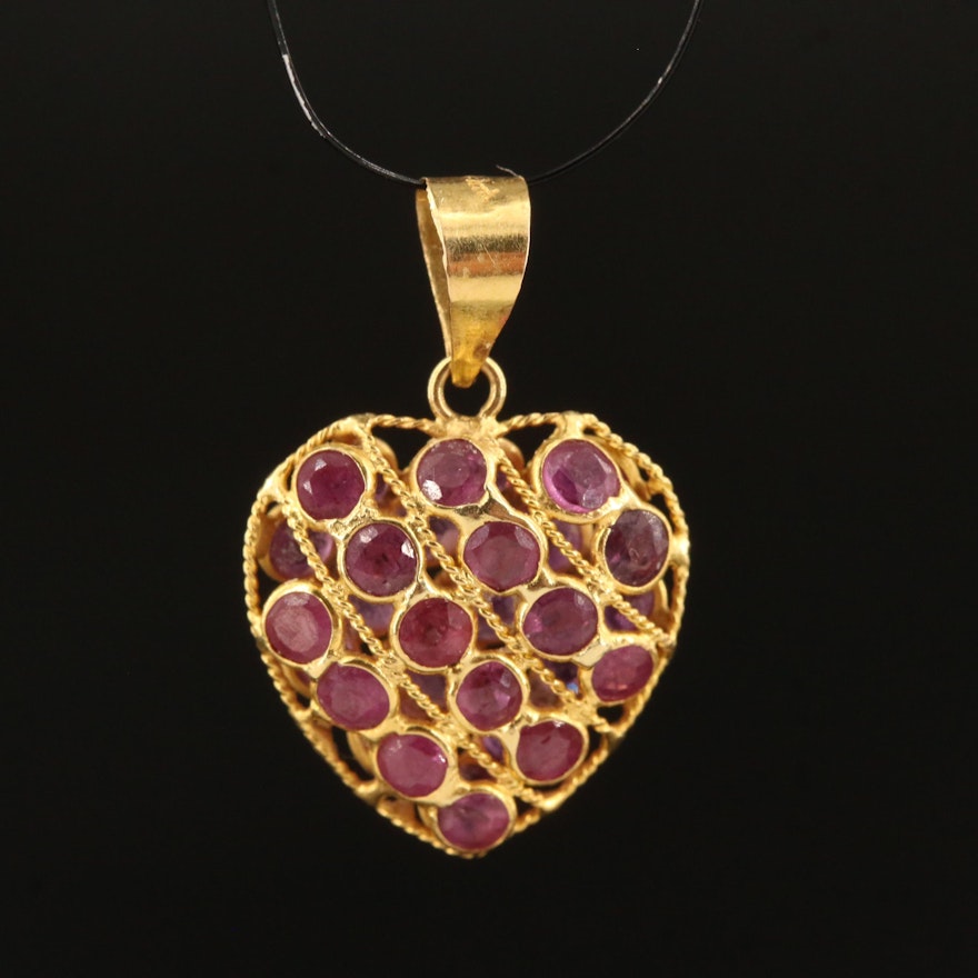 18K Ruby Heart Pendant