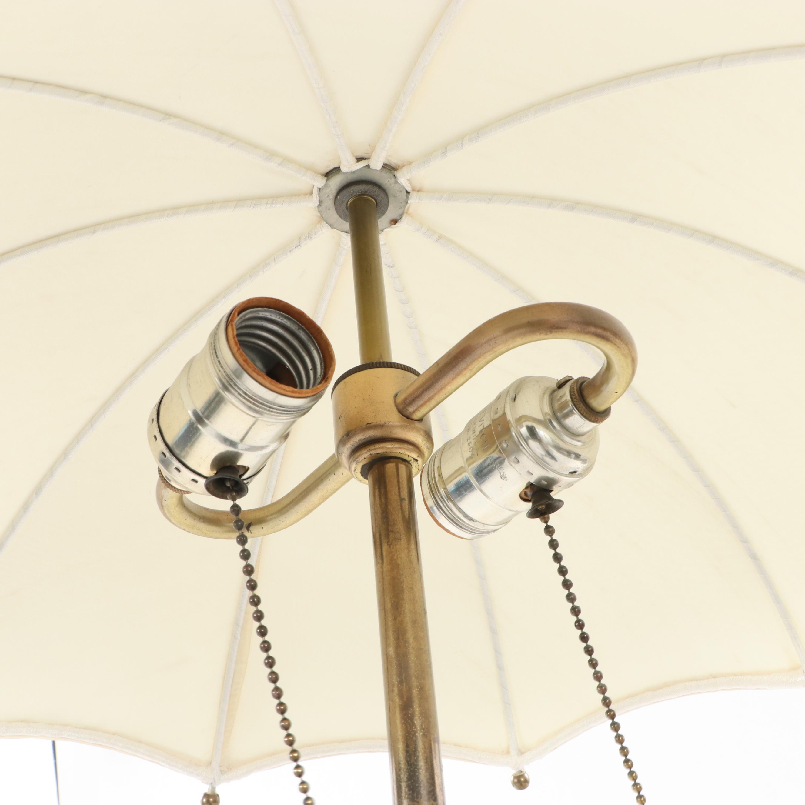 Gilbert Rohde for Mutual Sunset Lamp Co. Brass Umbrella Floor Lamp, Mid-20th C