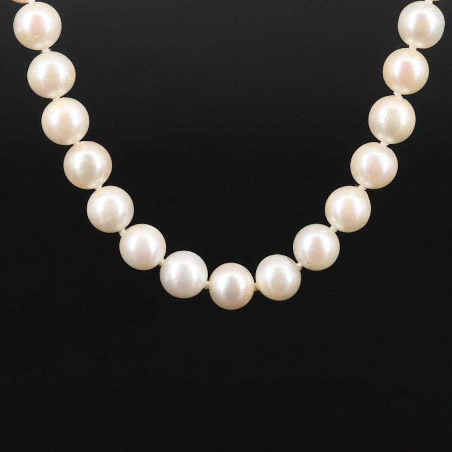 Individually Knotted Pearl Necklace with 835 Silver Clasp