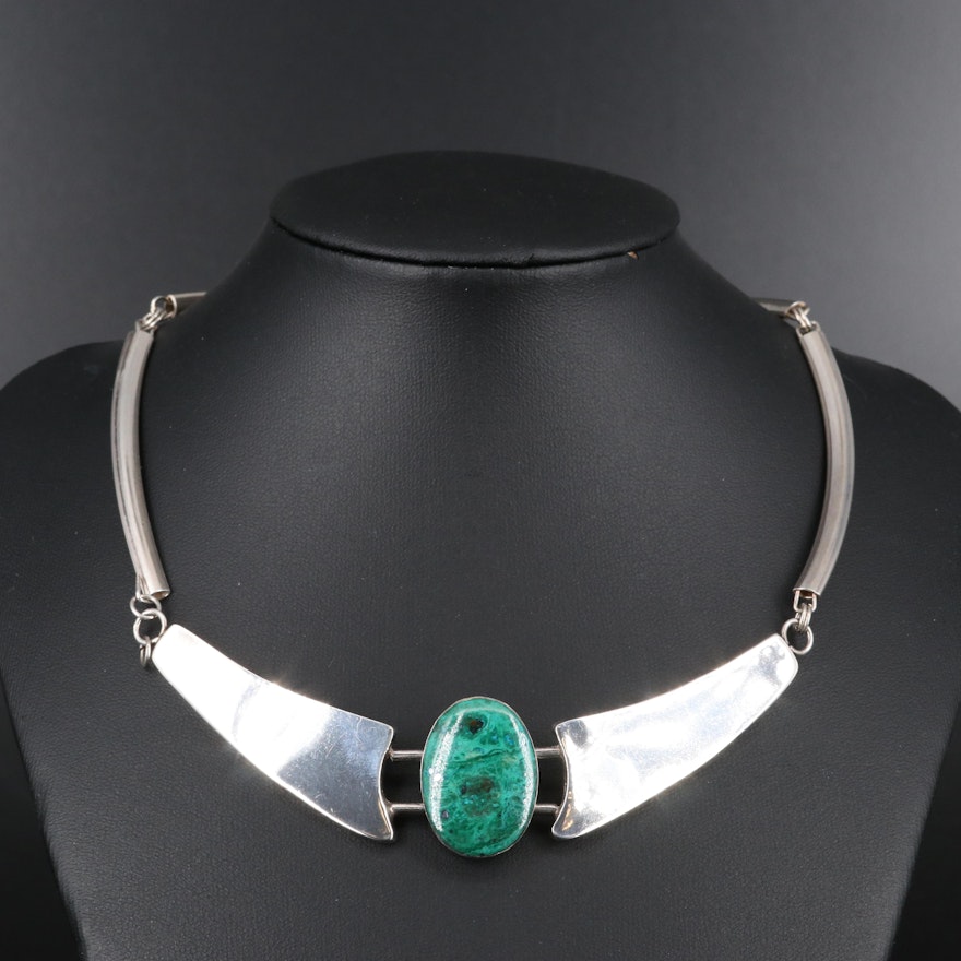 Sterling Silver Azurmalachite Collar Necklace