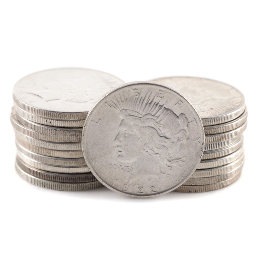 Twenty Peace Silver Dollars