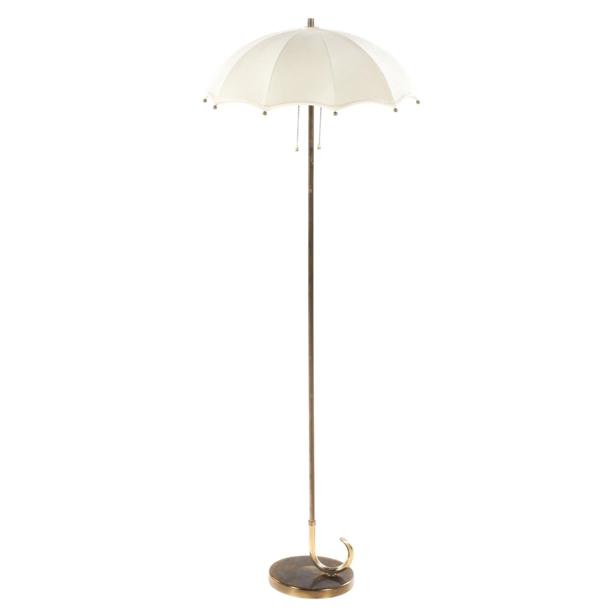 Gilbert Rohde for Mutual Sunset Lamp Co. Brass Umbrella Floor Lamp, Mid-20th C