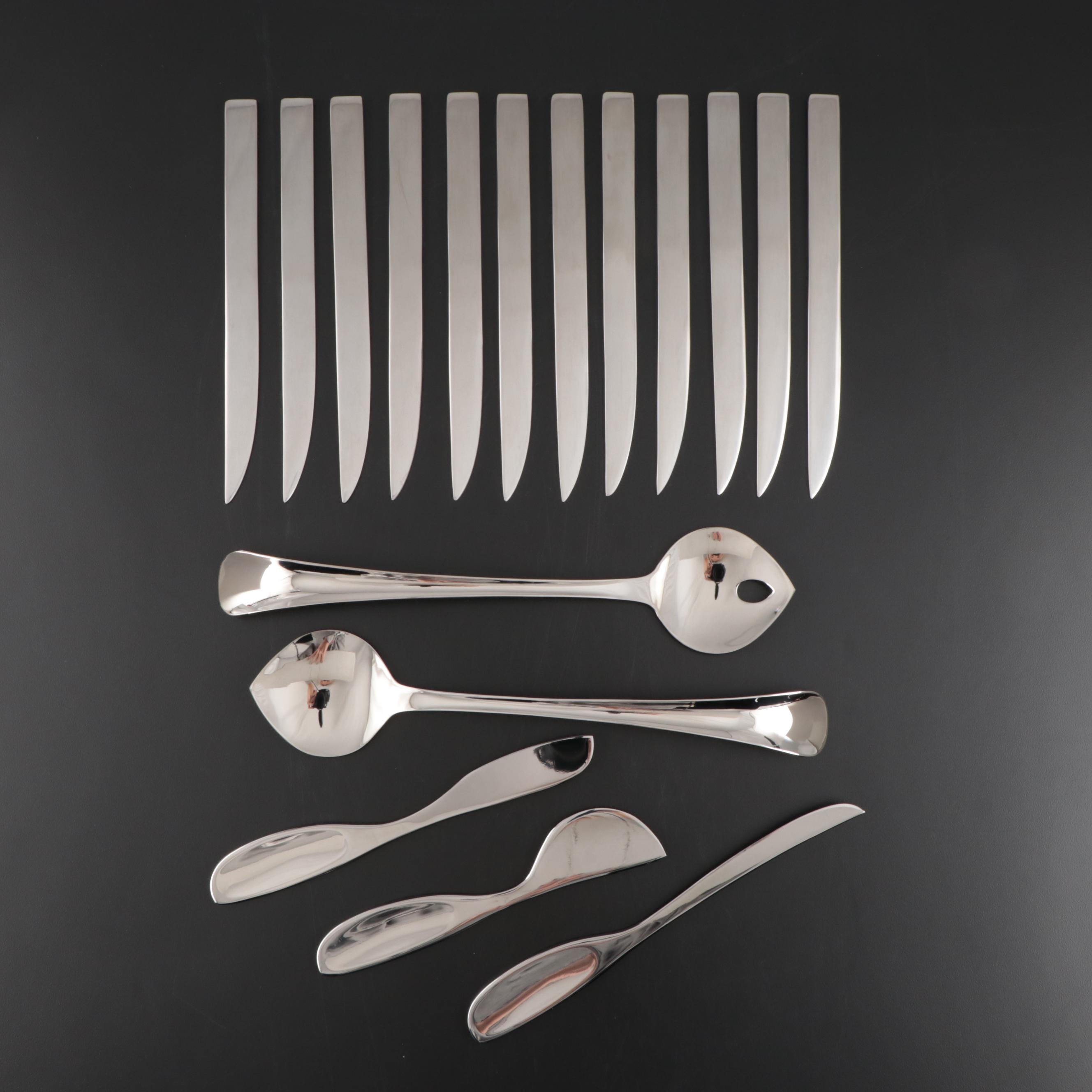 Georg Jensen Cheese Knives and Salad Servers with "Jean Nouvel" Knives