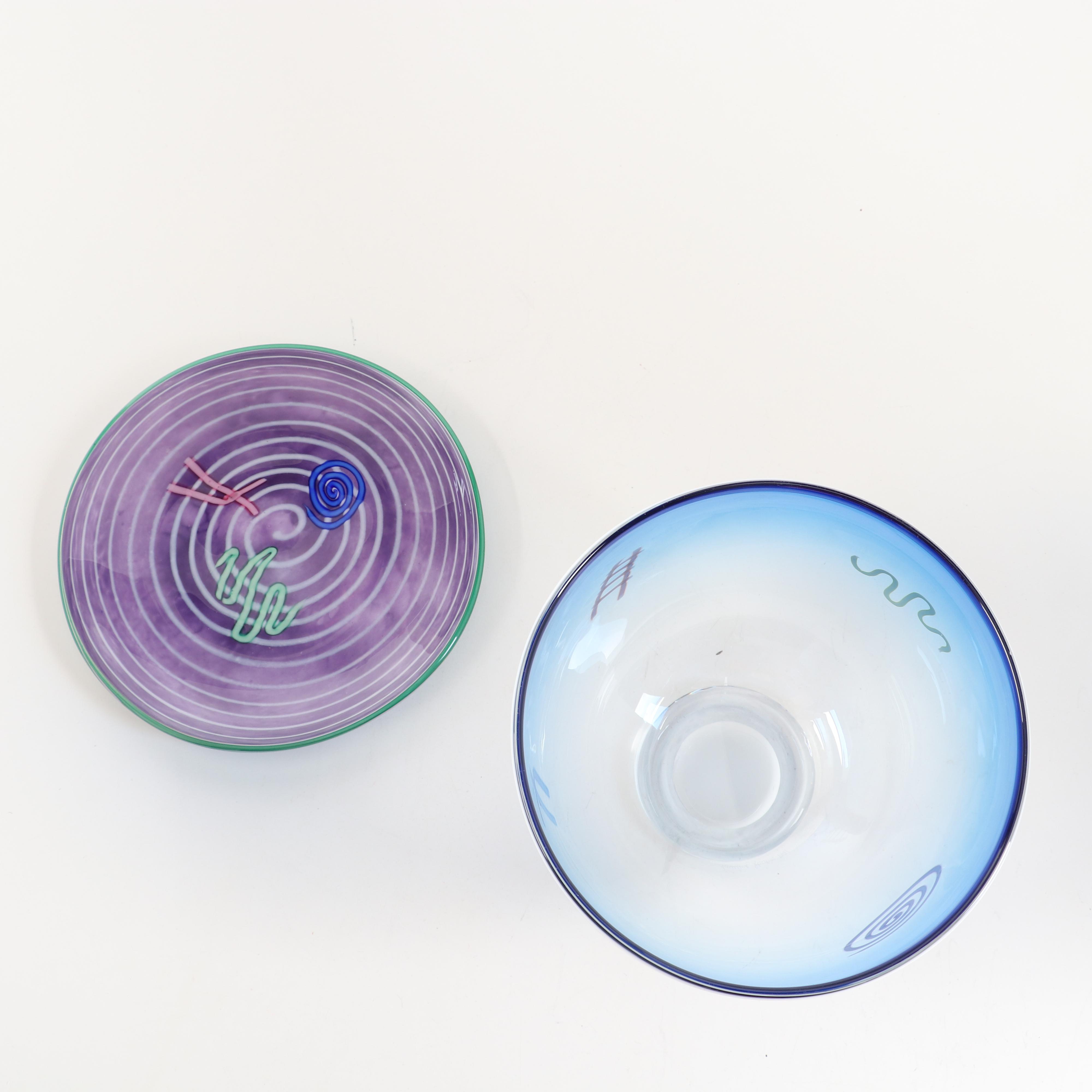 Kerry Feldman for Fineline Studios Blown Glass Vessel and Plate