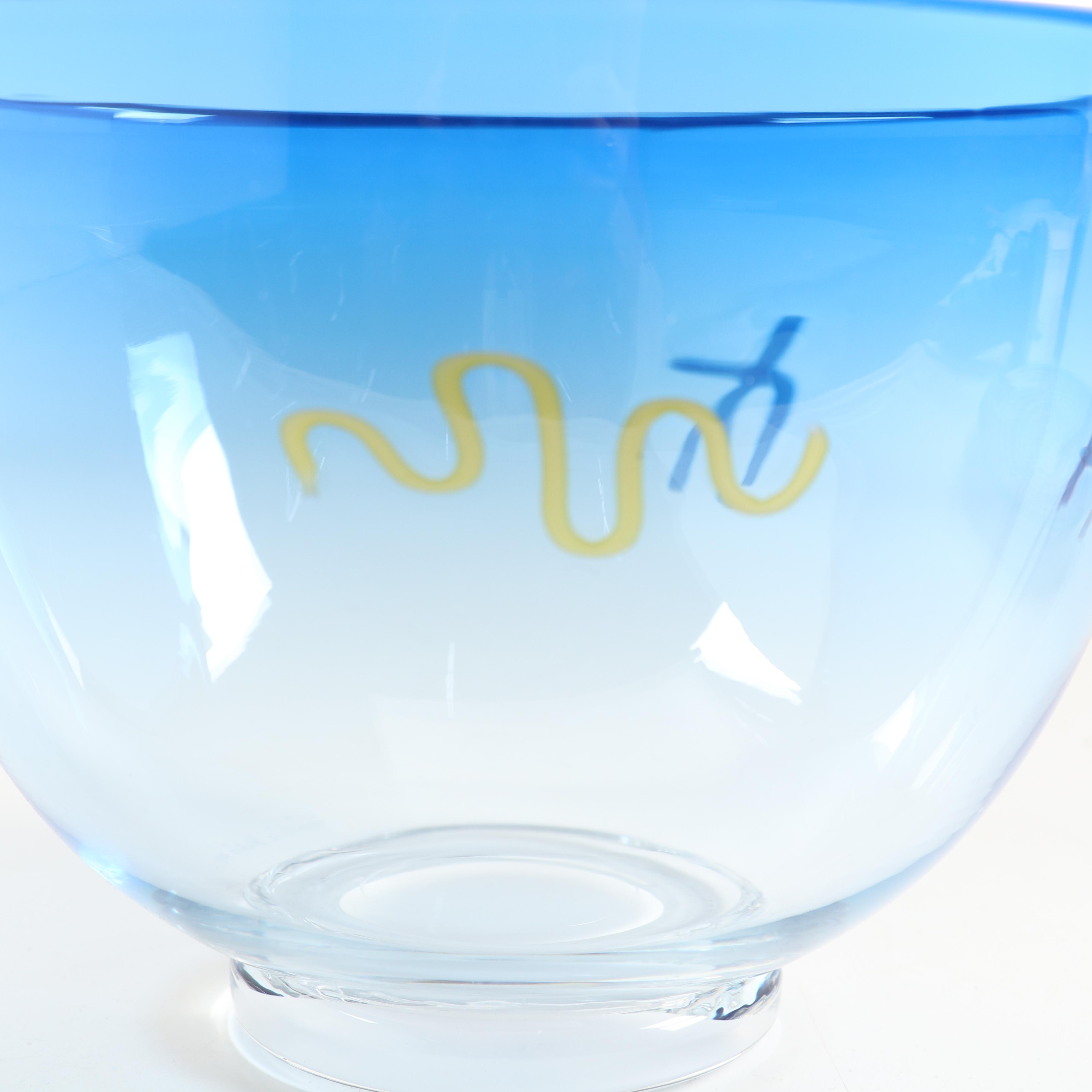 Kerry Feldman for Fineline Studios Blown Glass Vessel and Plate