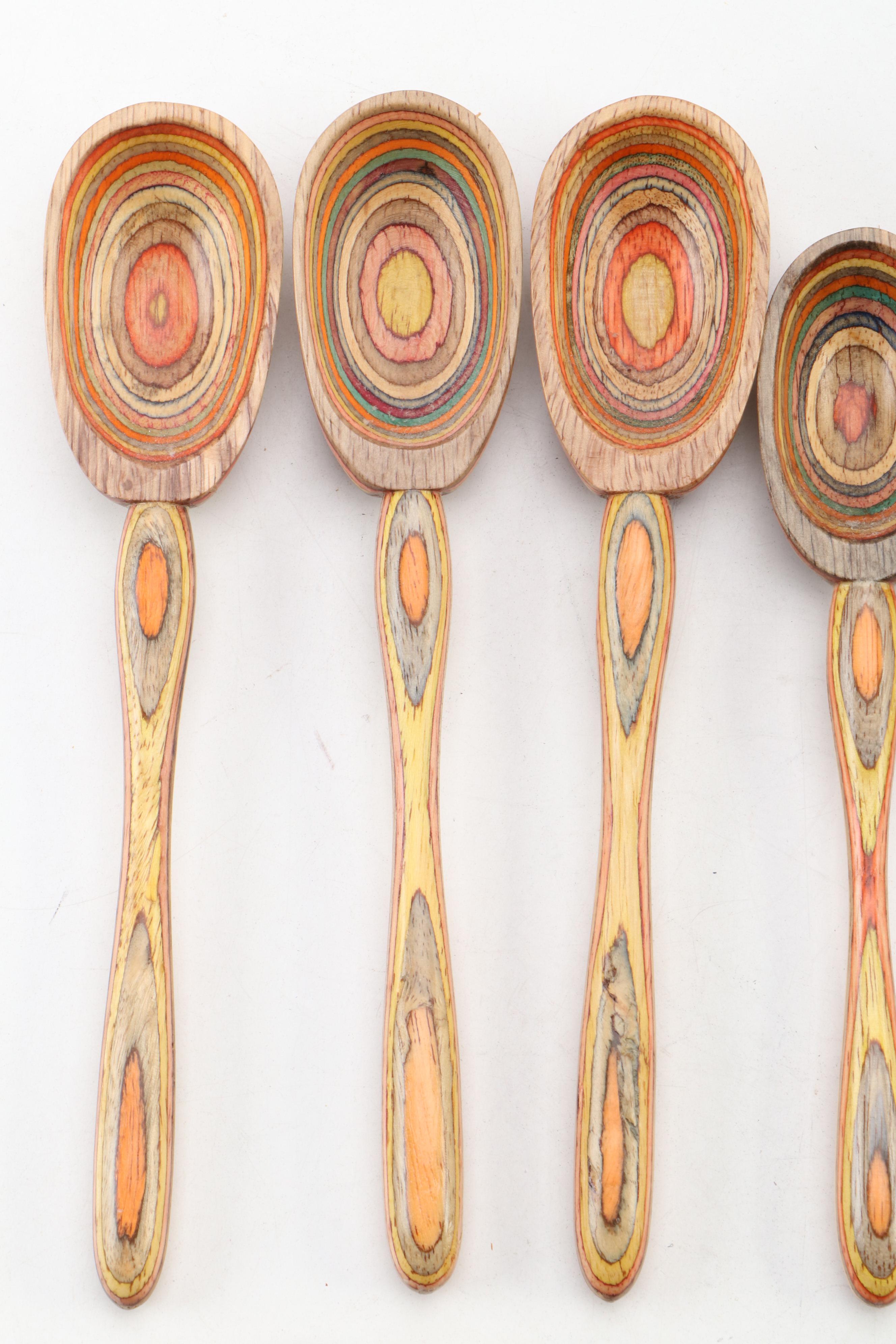 Dansk Teak Divided Bowl with Turned Wood Serving Utensils with Chopsticks