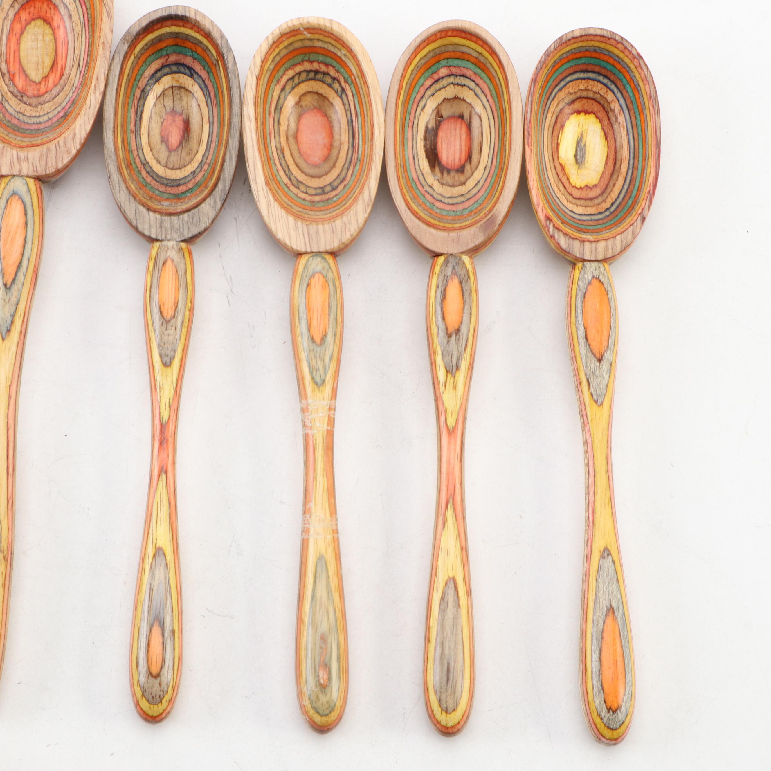 Dansk Teak Divided Bowl with Turned Wood Serving Utensils with Chopsticks