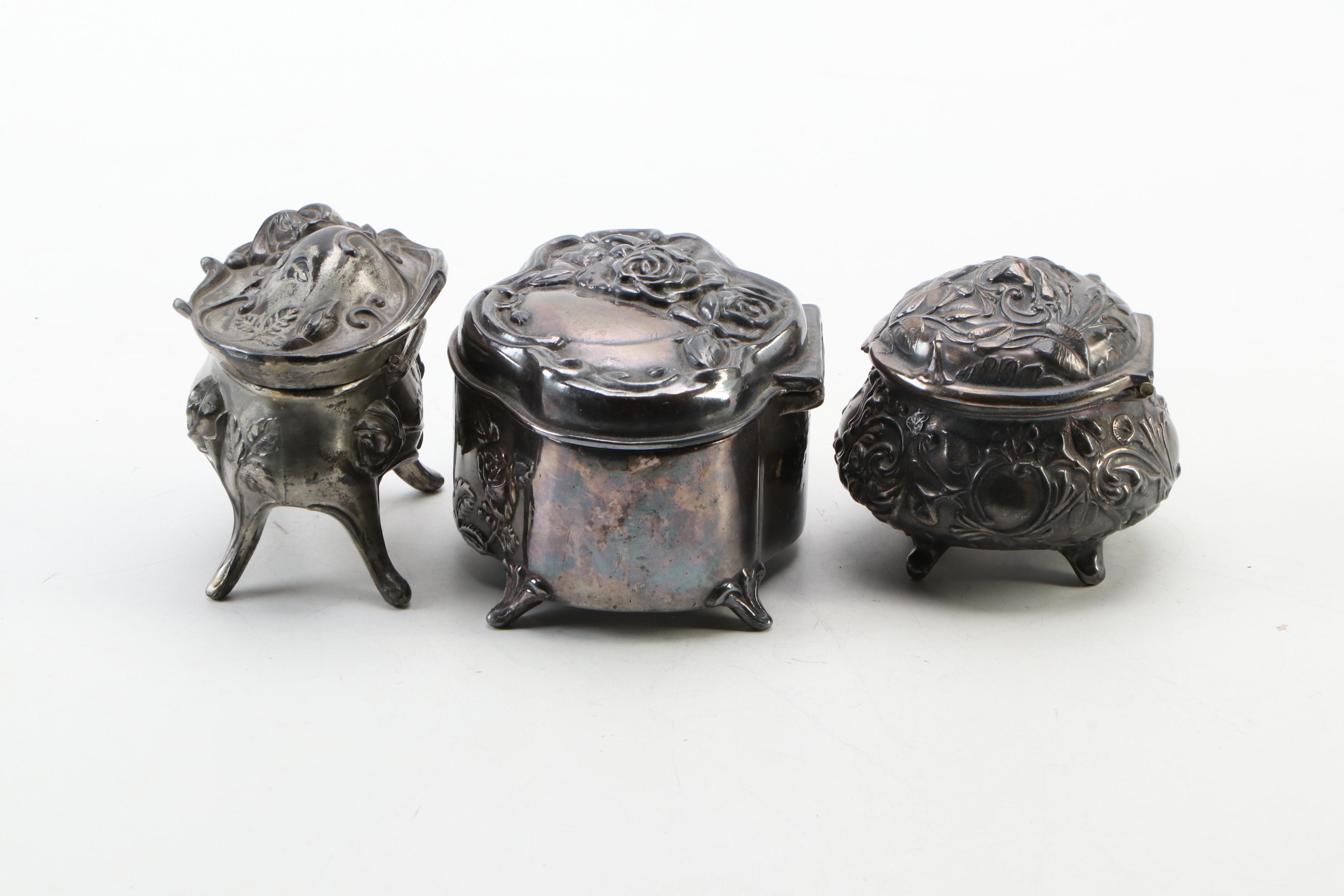 Rogers Silver Plate Co. and Other Silver Plate Jewelry Caskets, Antique