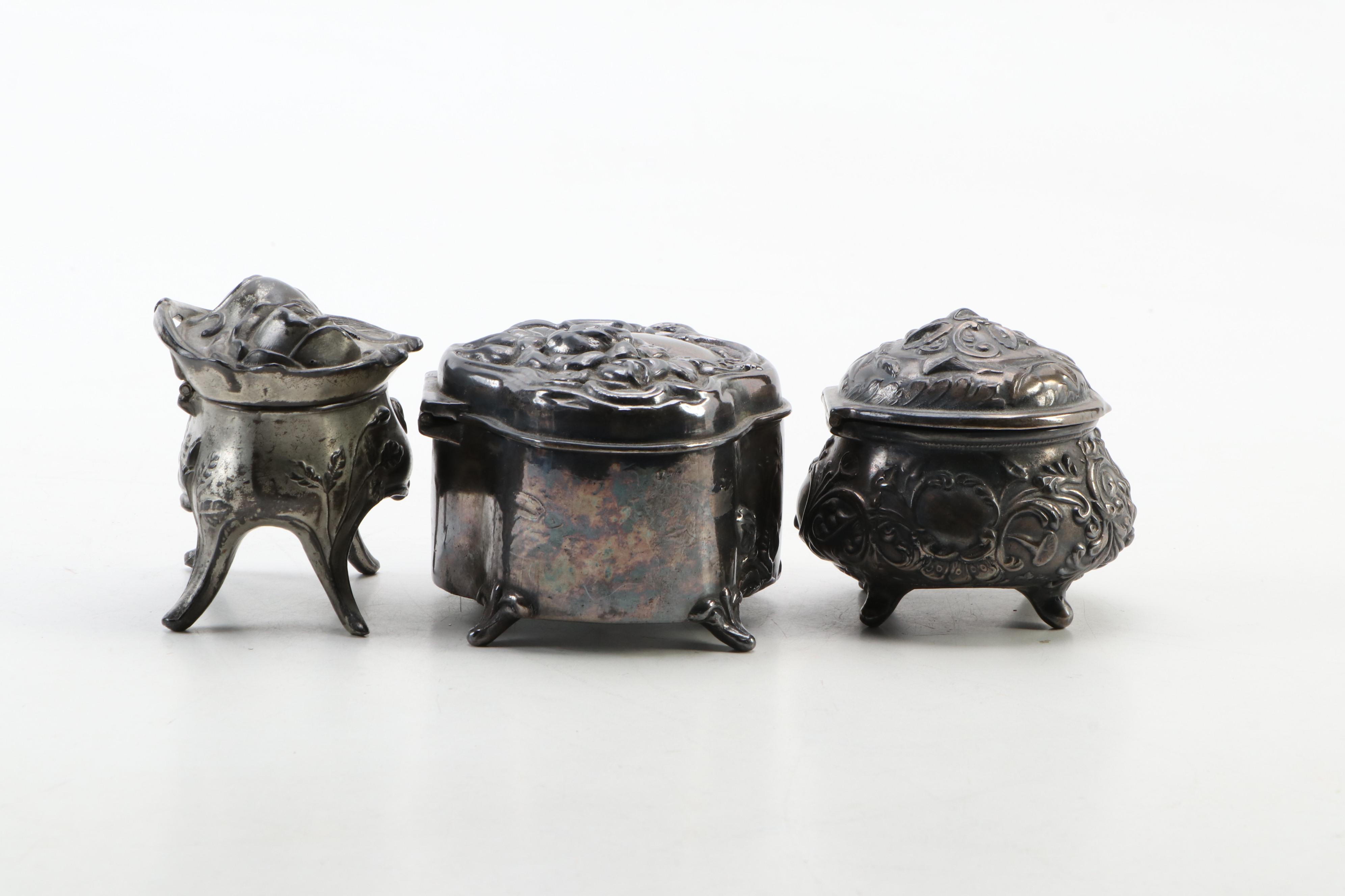 Rogers Silver Plate Co. and Other Silver Plate Jewelry Caskets, Antique