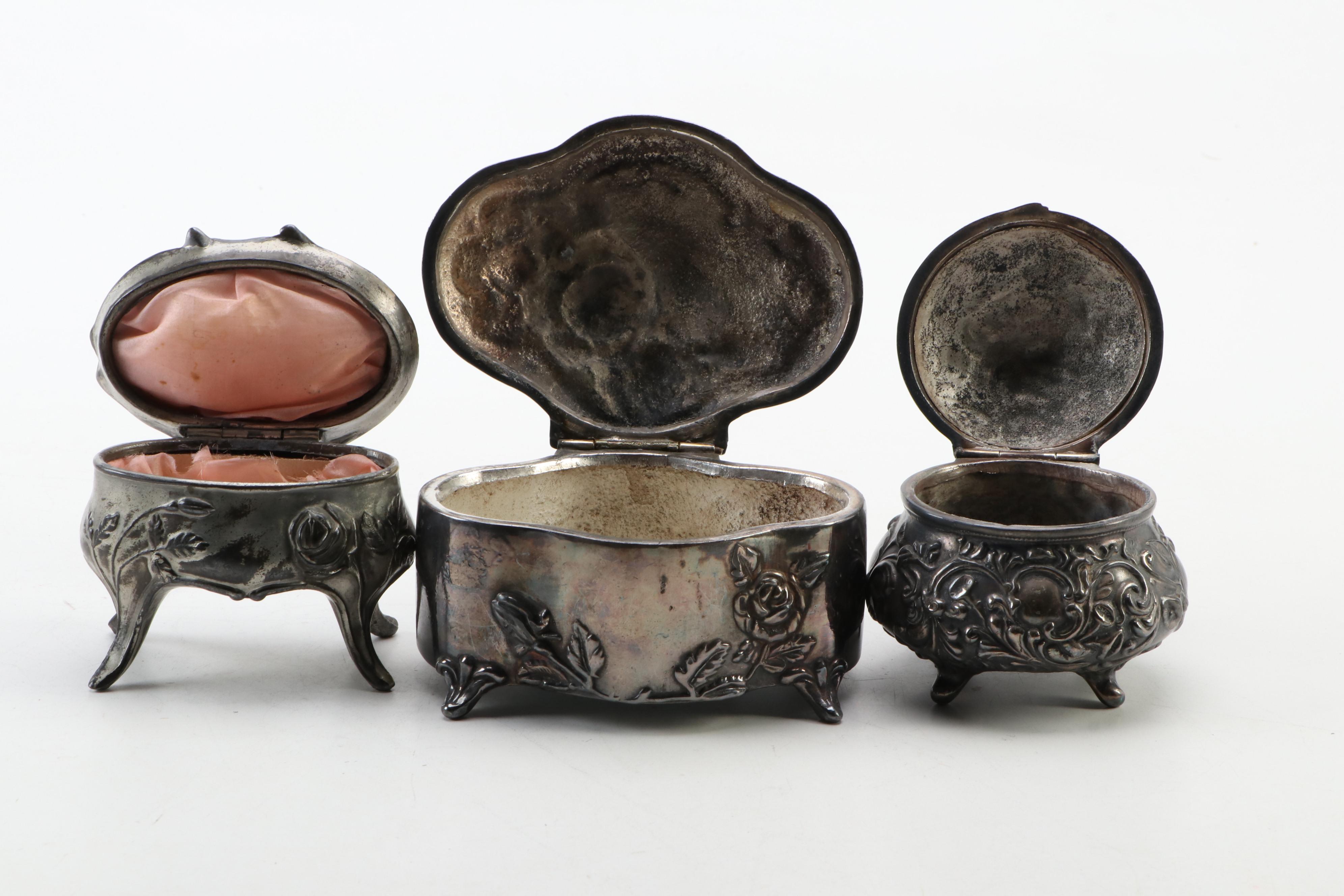 Rogers Silver Plate Co. and Other Silver Plate Jewelry Caskets, Antique