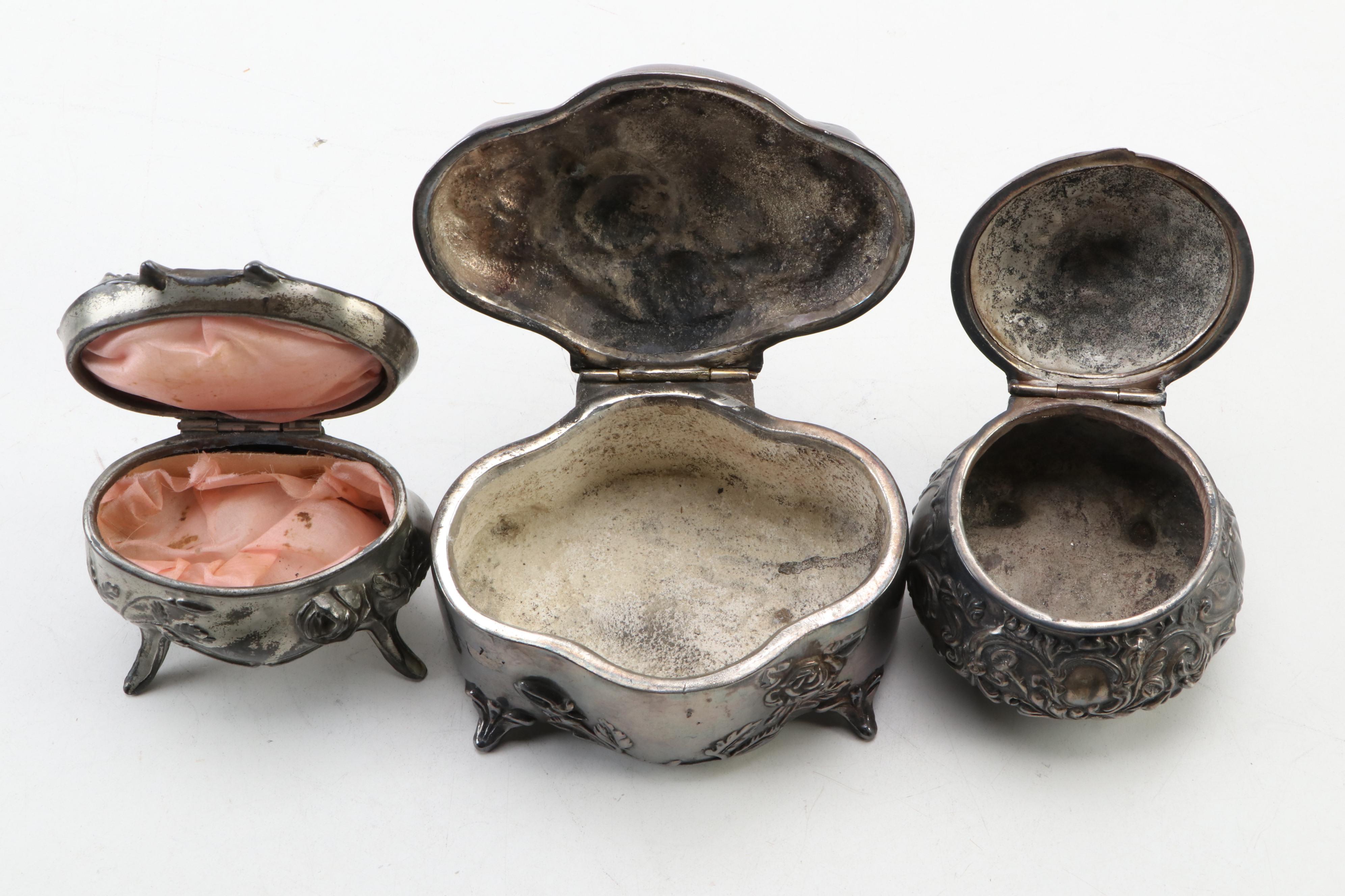 Rogers Silver Plate Co. and Other Silver Plate Jewelry Caskets, Antique