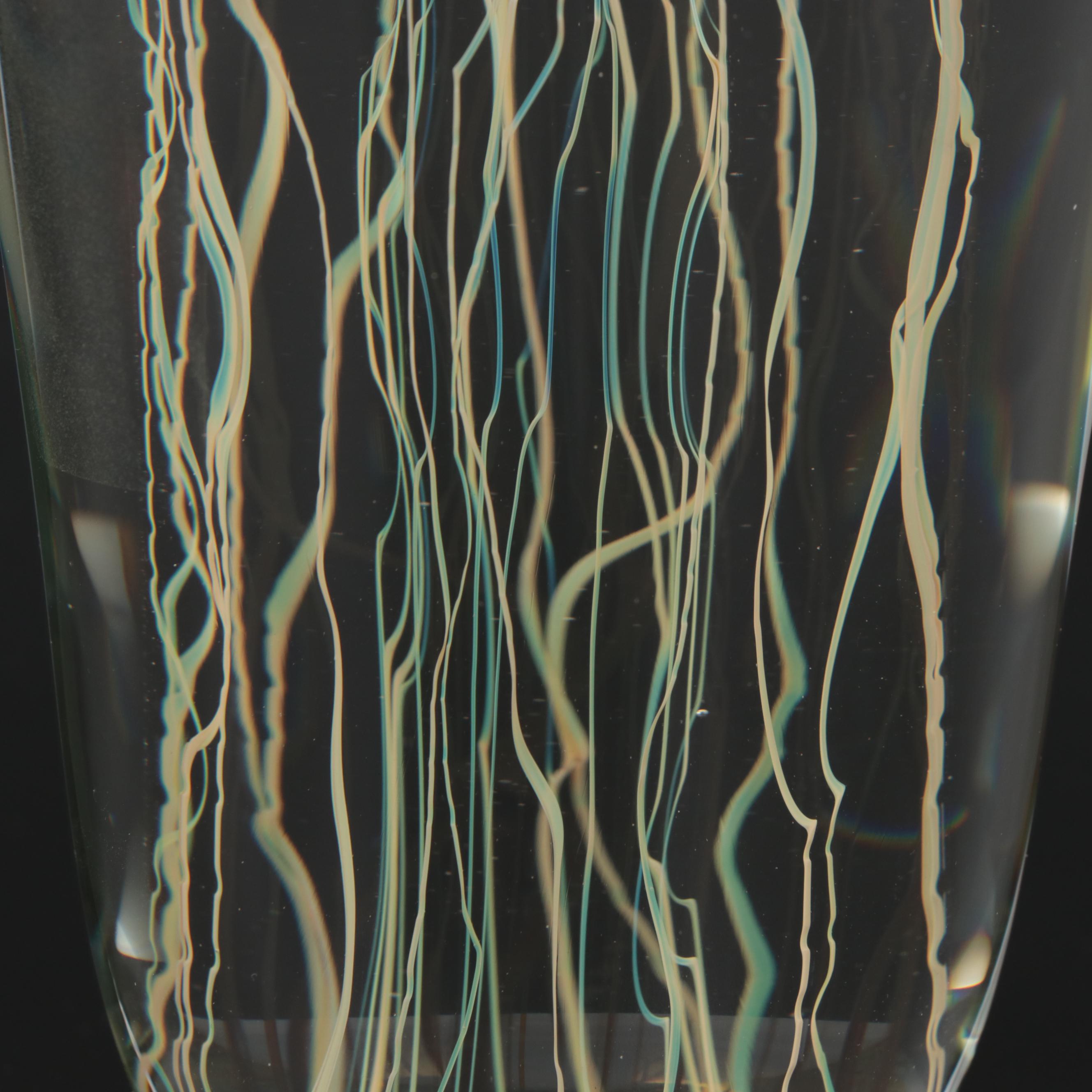 Satava "Moon" Art Glass Jellyfish Paperweight