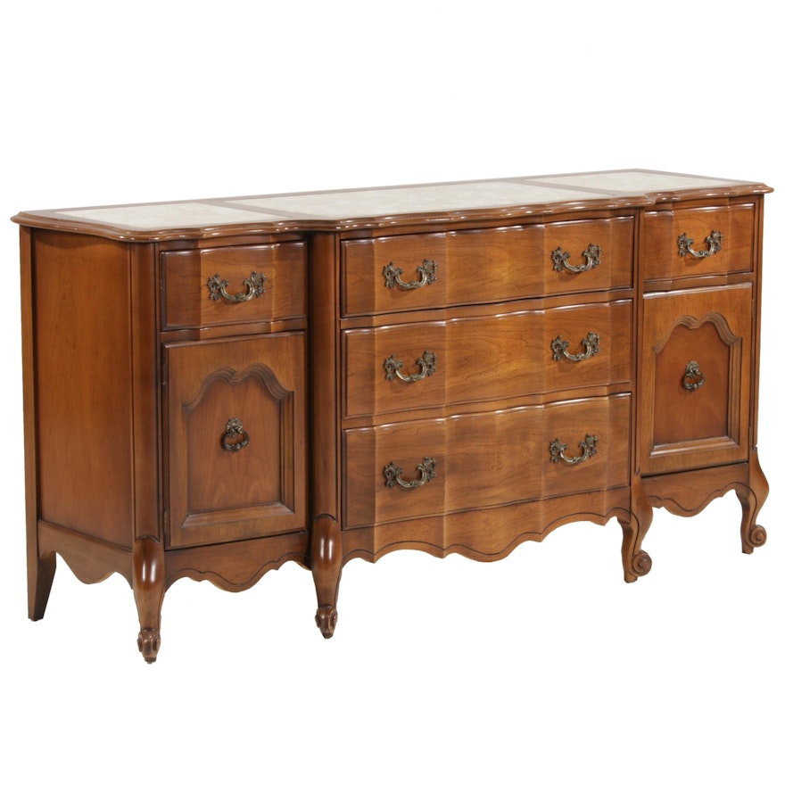 French Provincial Style Stone Top Buffet, Mid-20th Century