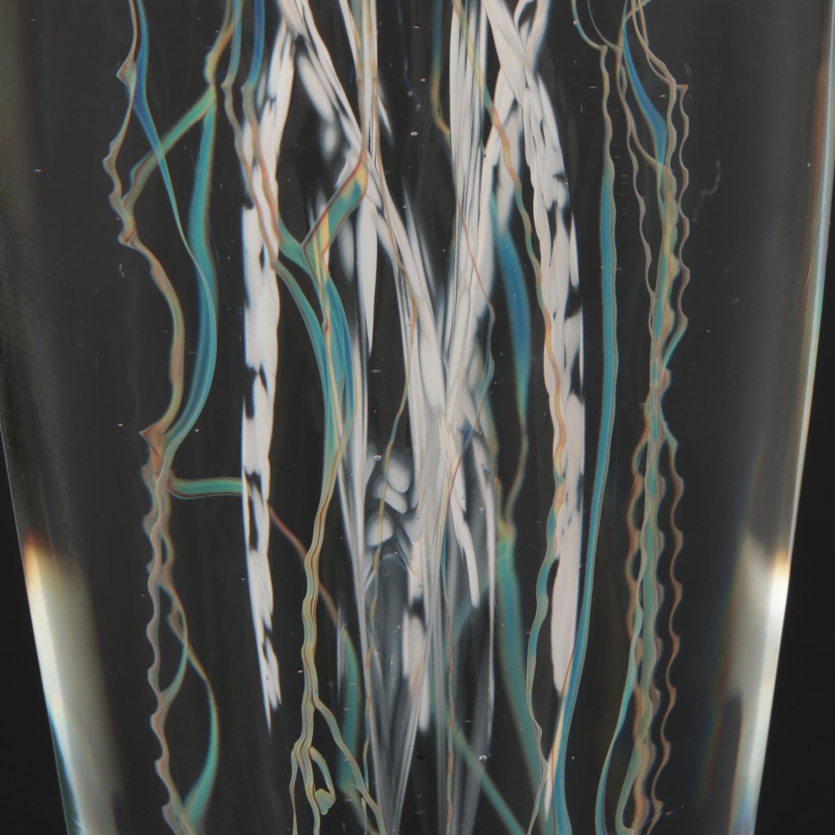 Satava "Purple Ribbed" Art Glass Jellyfish Paperweight