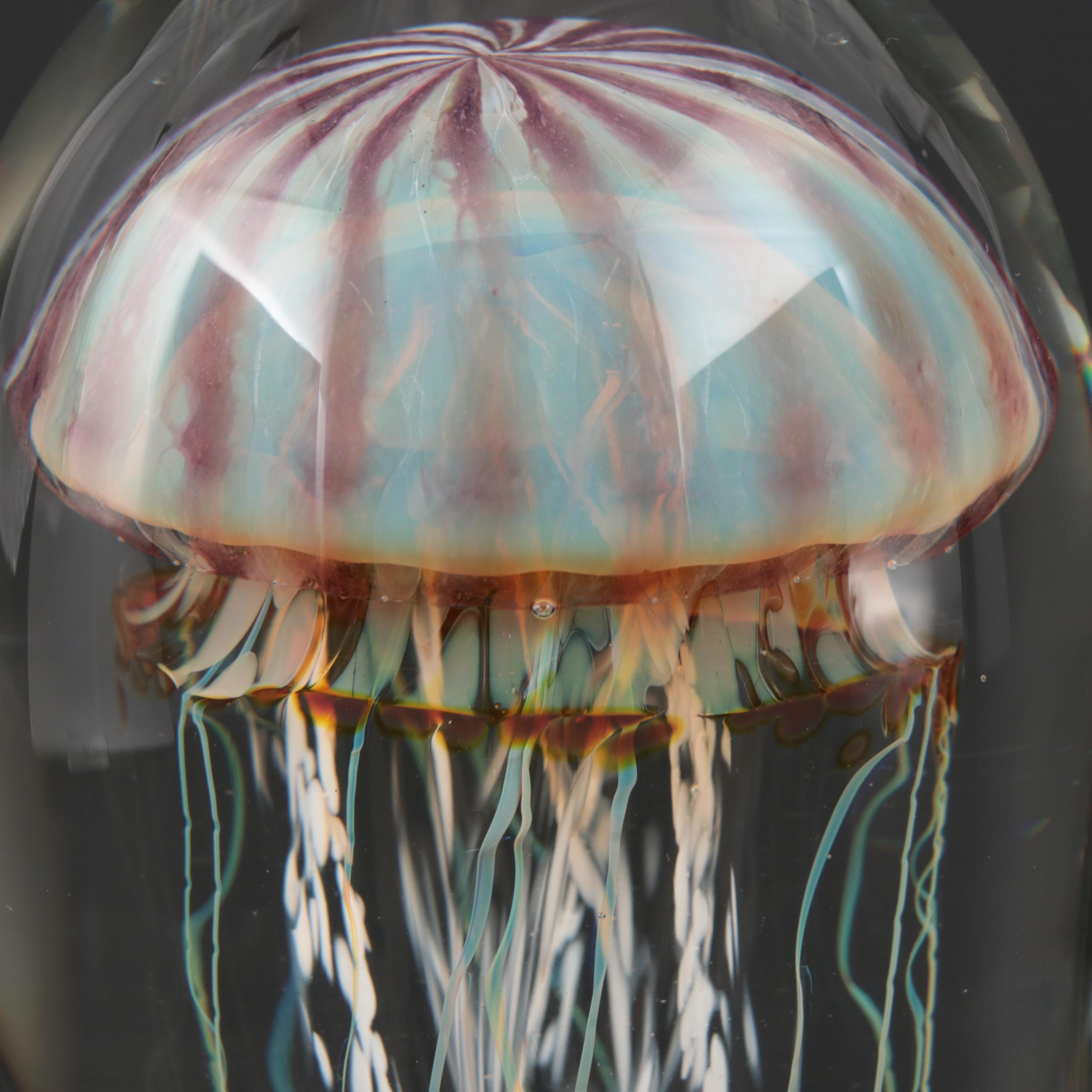 Satava Art Glass Jellyfish Paperweight