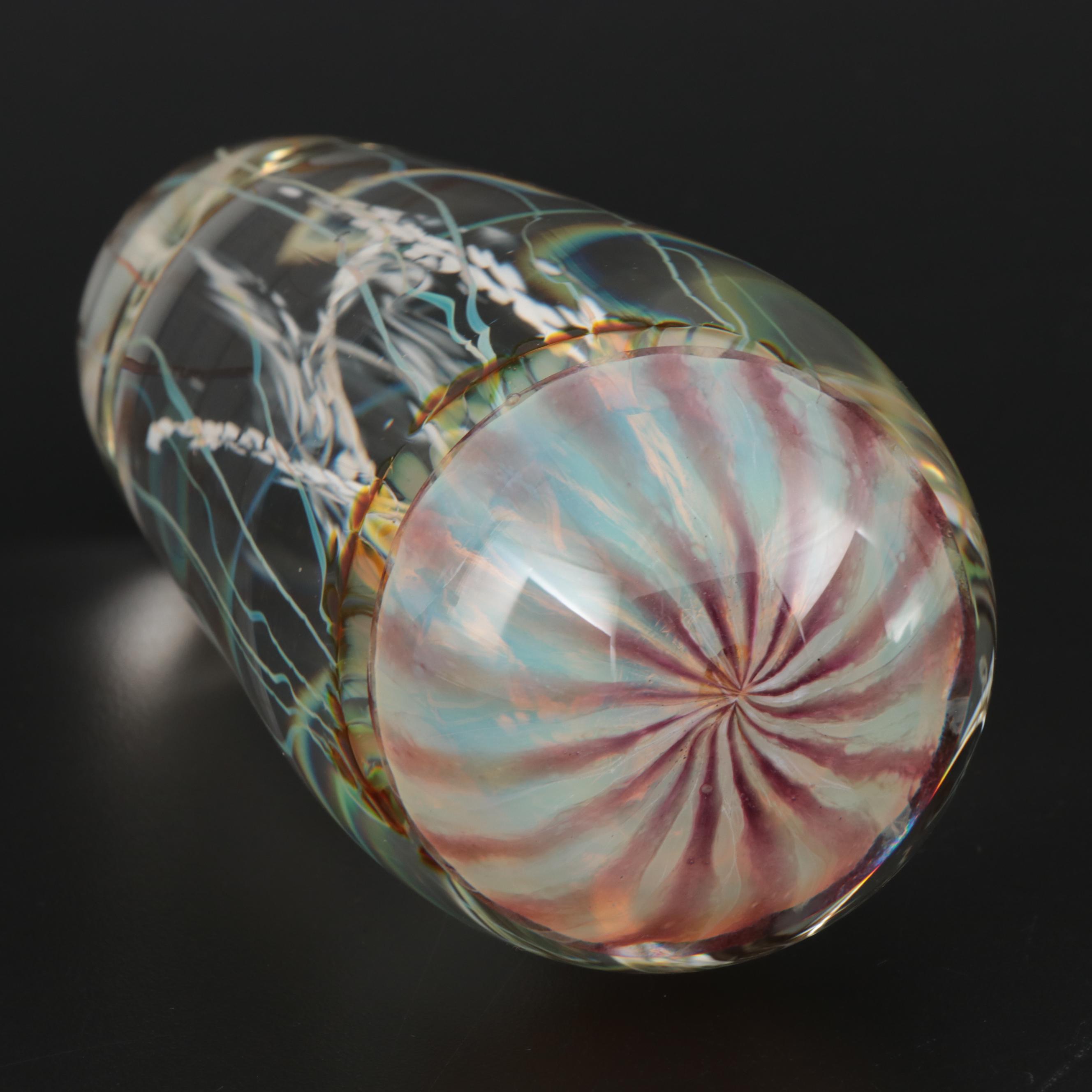 Satava Art Glass Jellyfish Paperweight