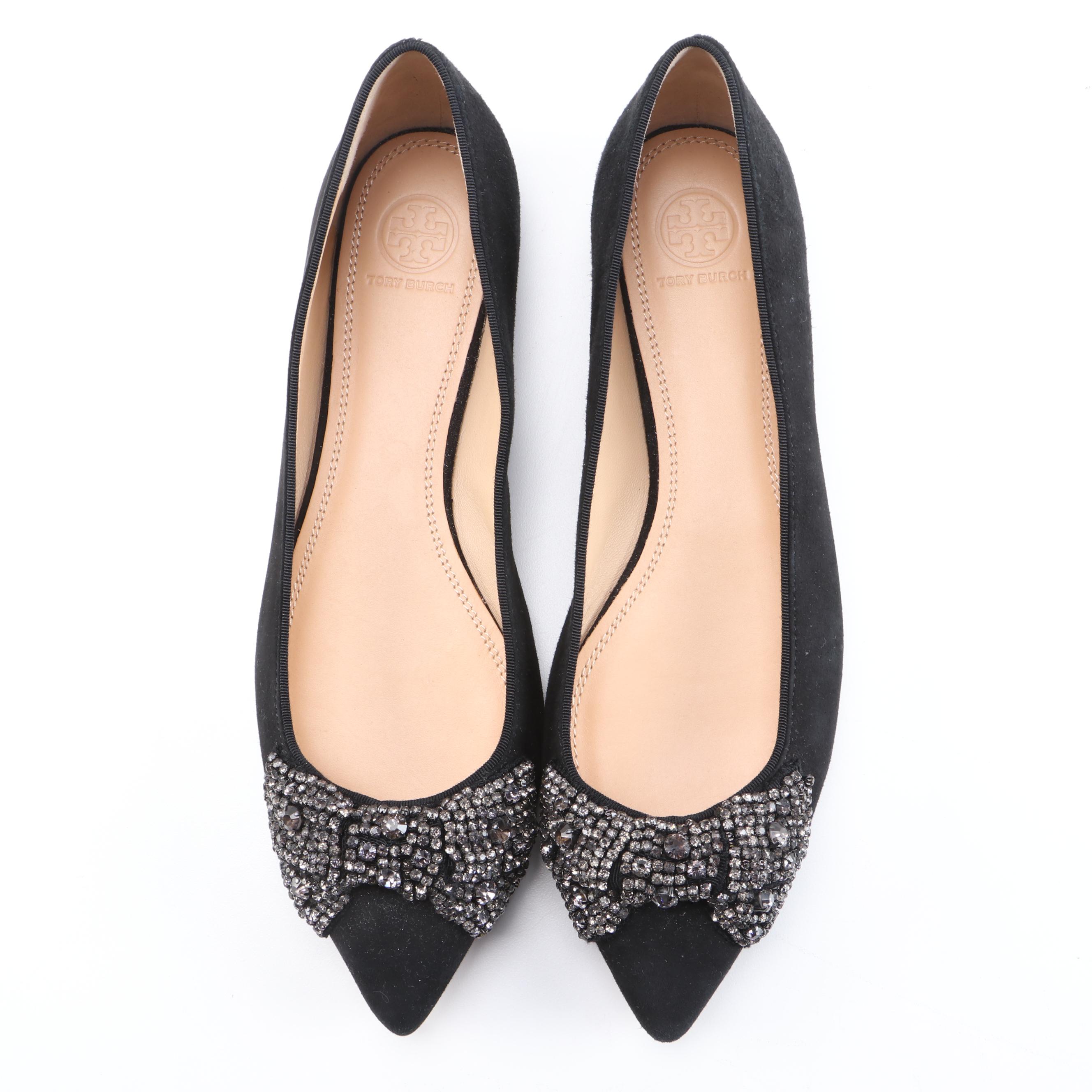 Tory Burch Minnie Ballet Flats and Vanessa Crystal Embellished Flats