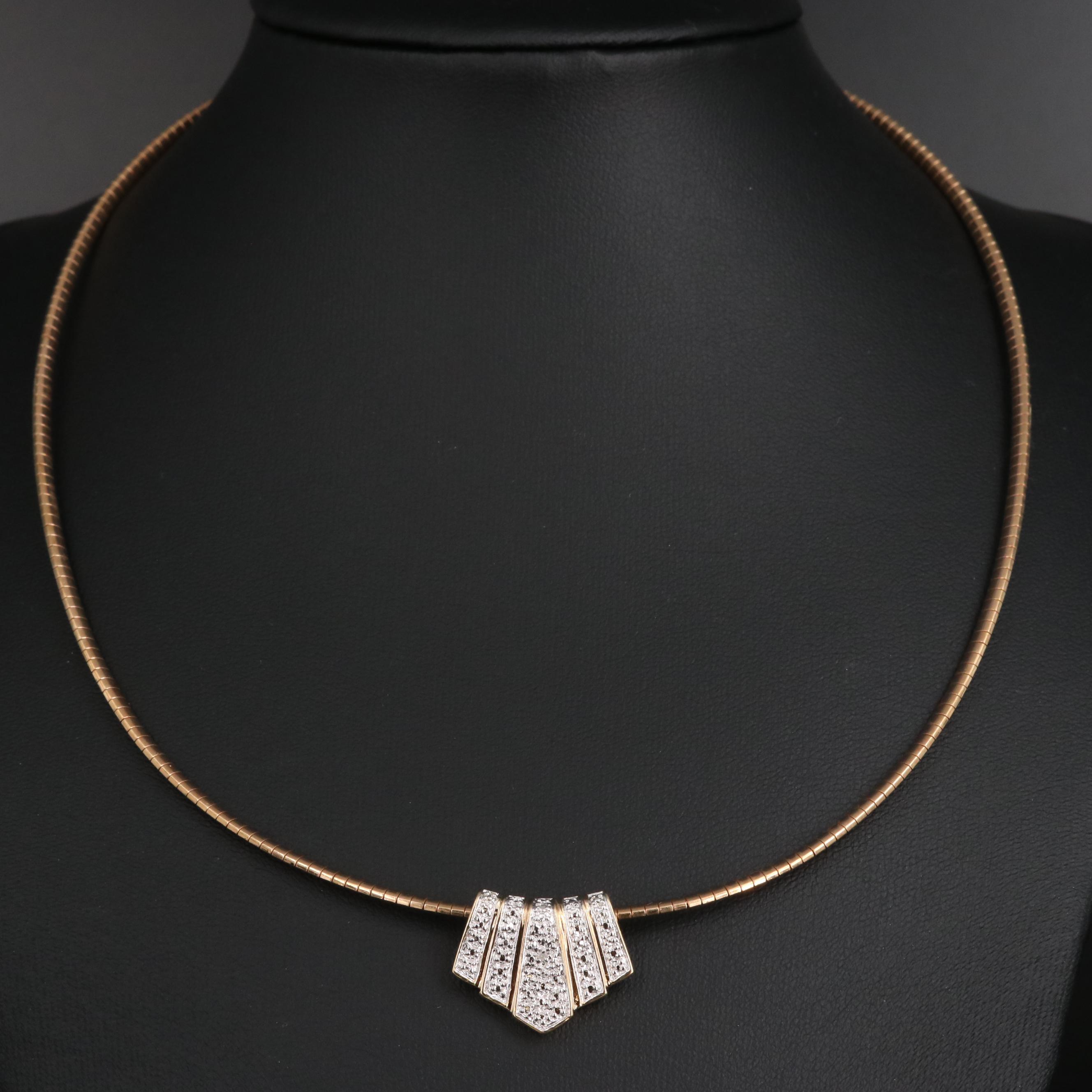 Sterling Silver Diamond Slide Pendant on Omega Link Chain