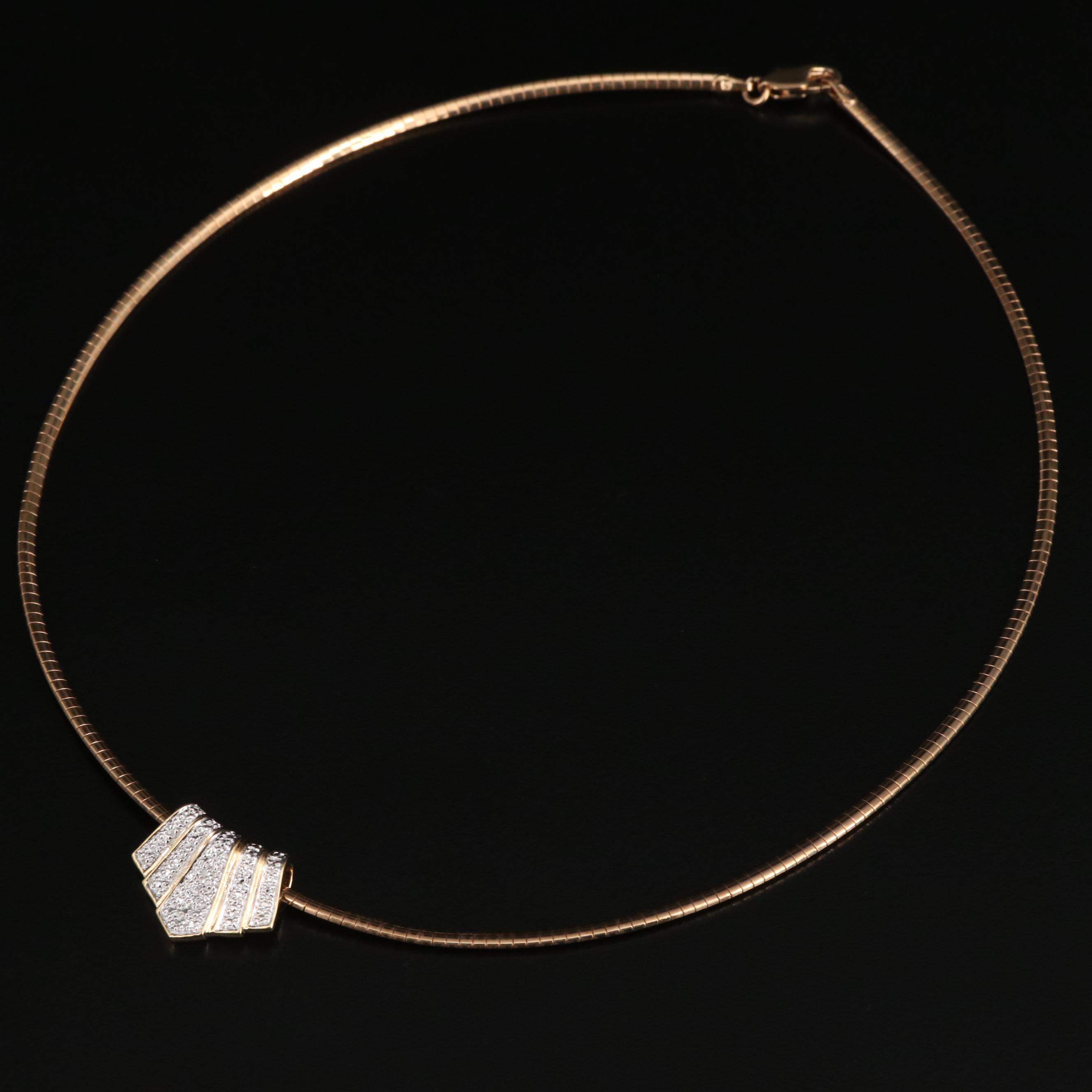 Sterling Silver Diamond Slide Pendant on Omega Link Chain