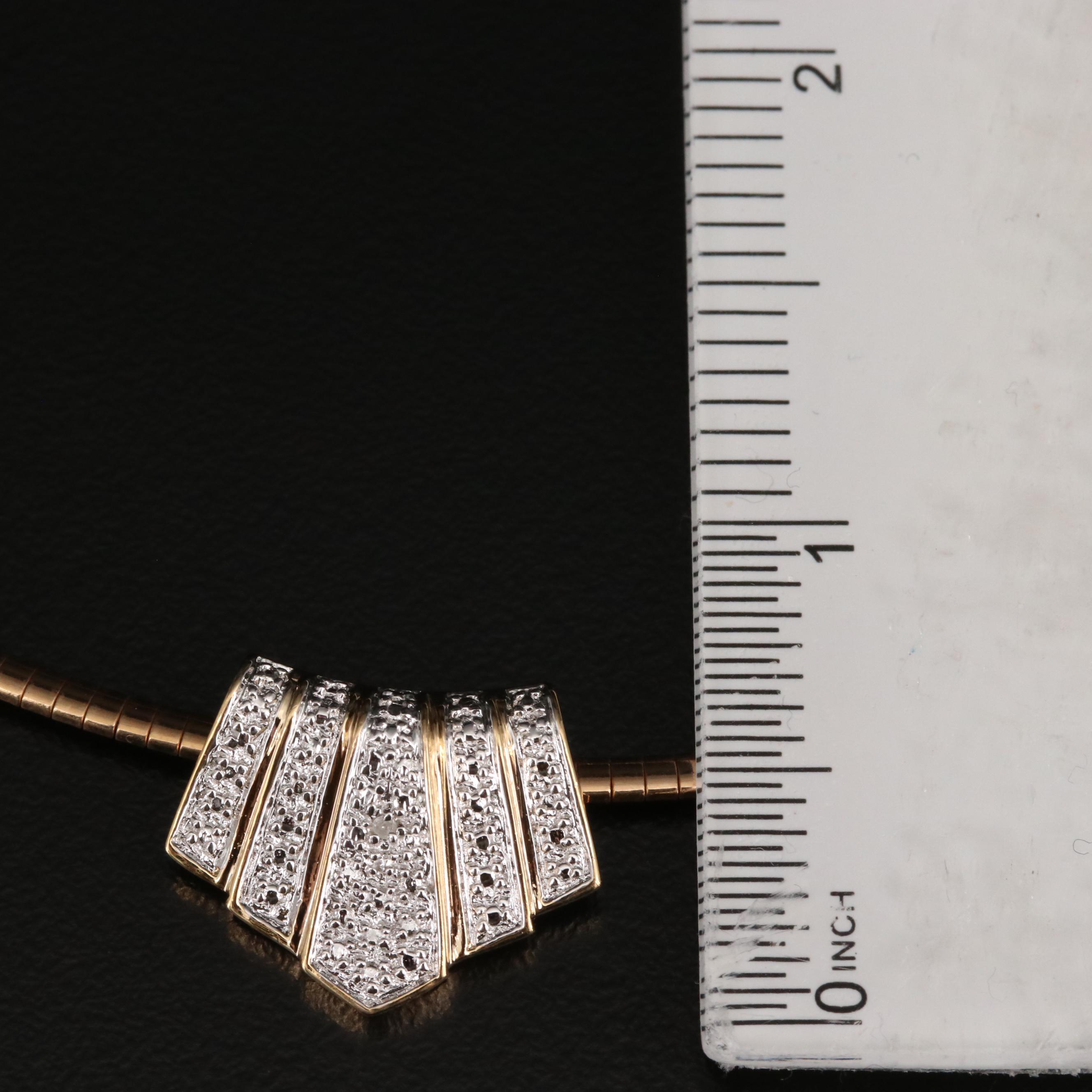 Sterling Silver Diamond Slide Pendant on Omega Link Chain