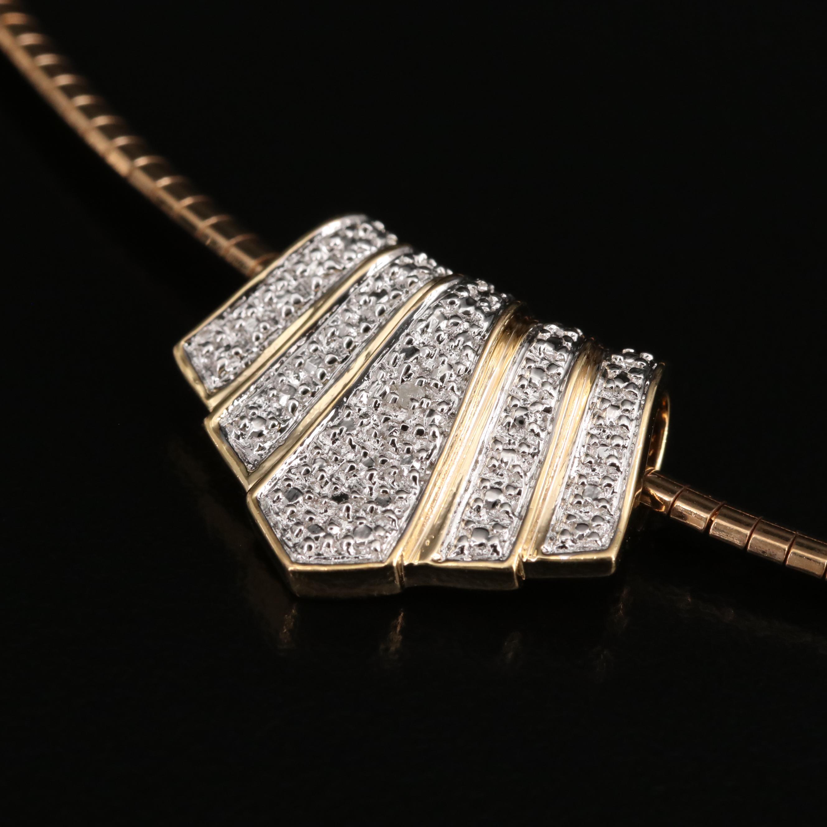 Sterling Silver Diamond Slide Pendant on Omega Link Chain
