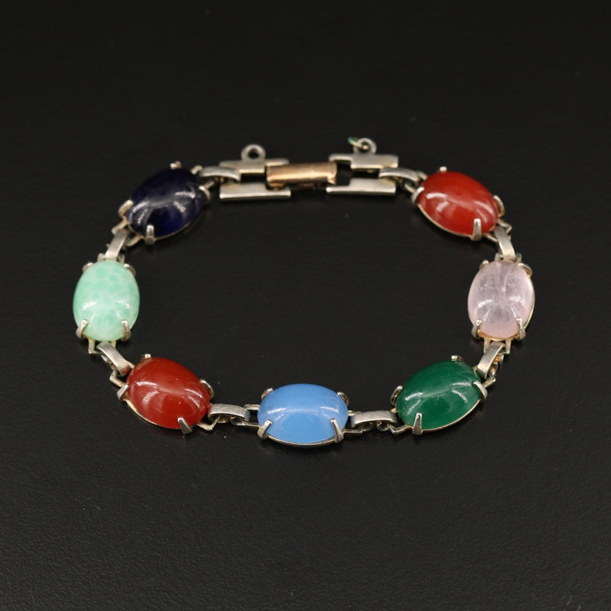 Vintage Glass Link Bracelet