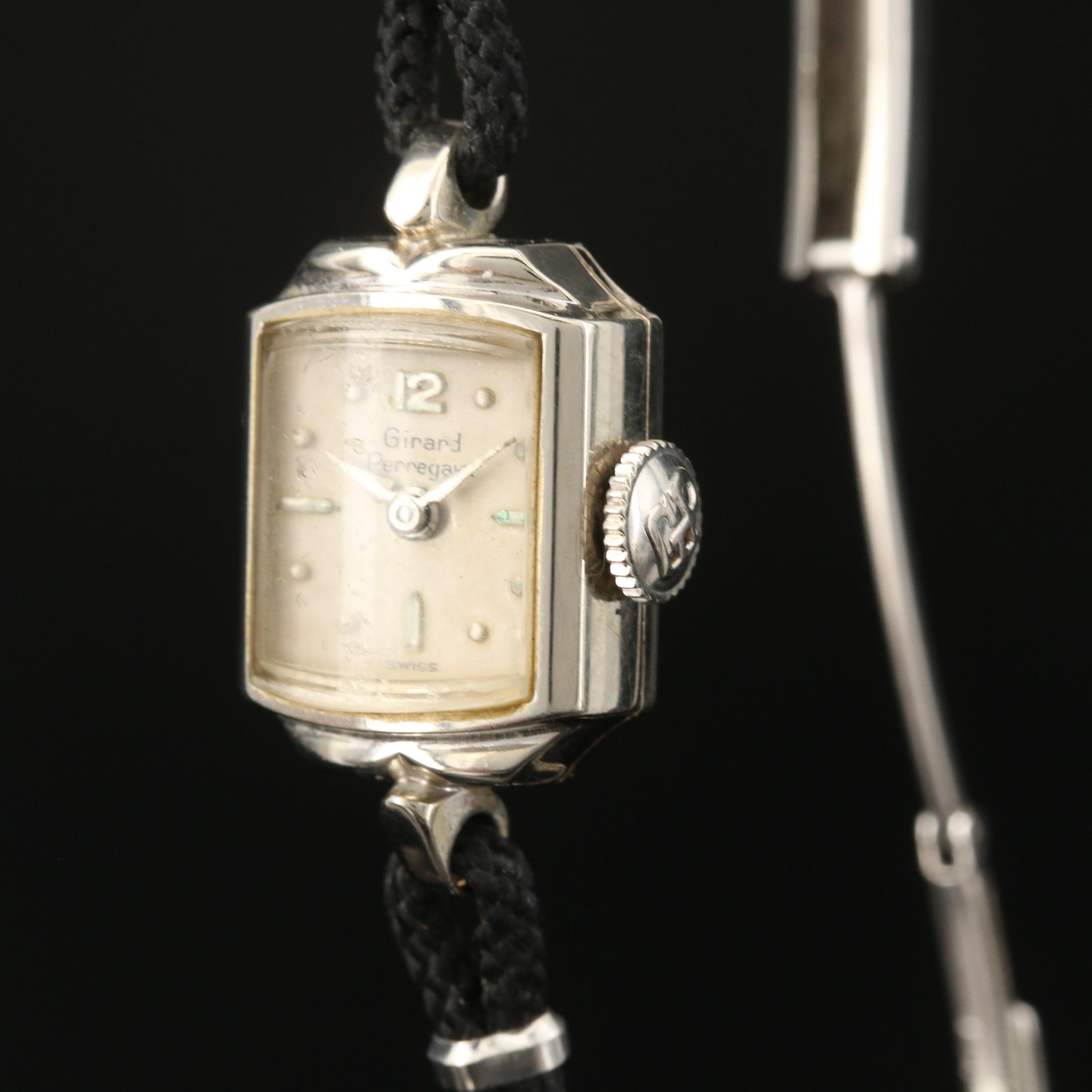 Vintage Girard-Perregaux 10K White Gold Stem Wind Watch