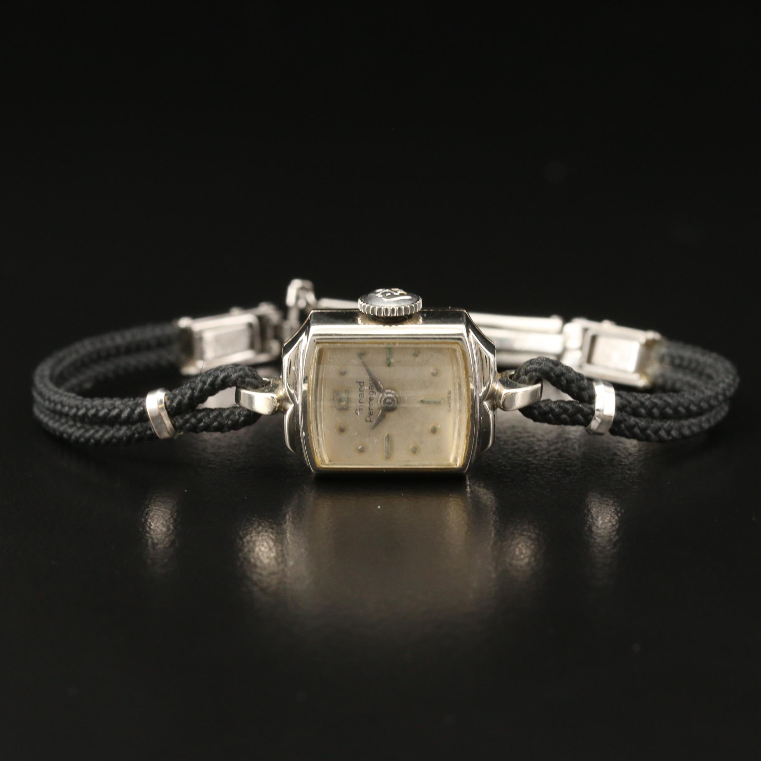 Vintage Girard-Perregaux 10K White Gold Stem Wind Watch