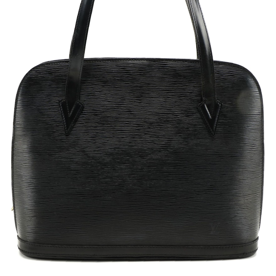 Modified Louis Vuitton Lussac Shoulder Bag in Black Epi Leather