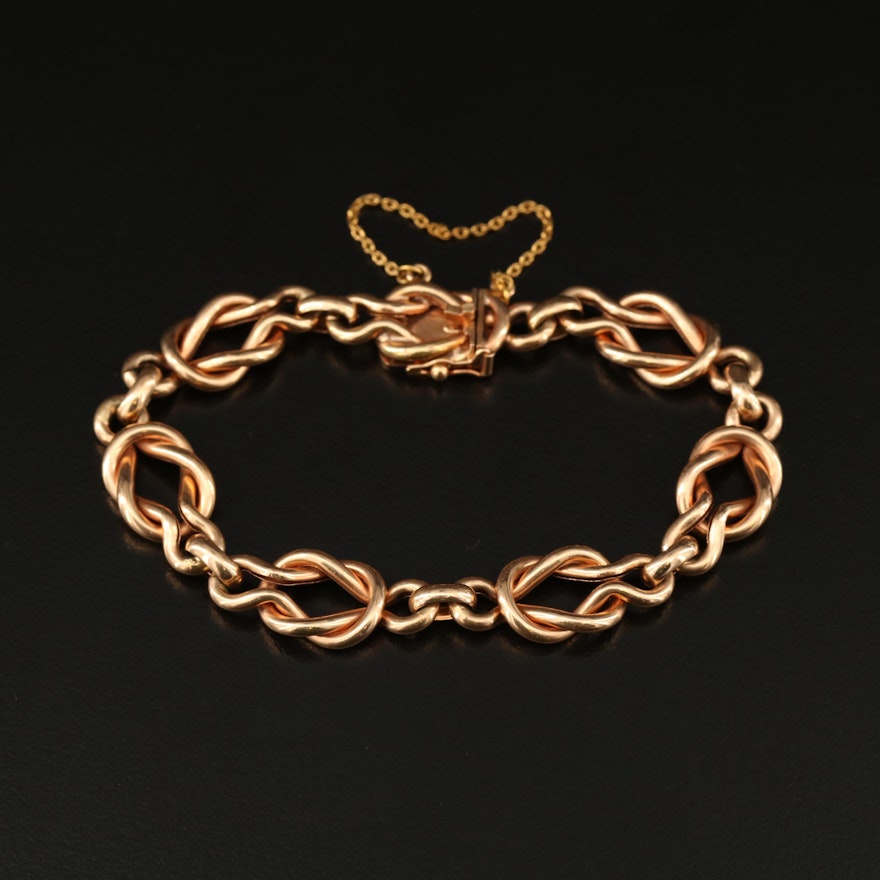 14K Rose Gold Knotted Link Bracelet