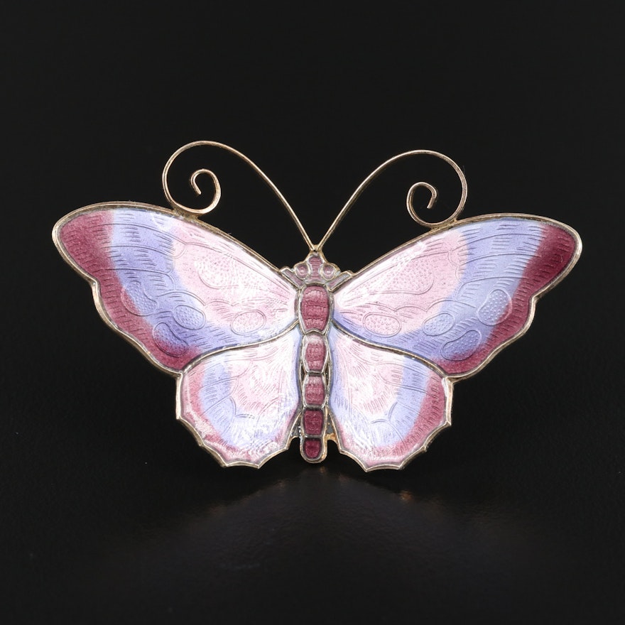 Vintage David Andersen Enamel Butterfly Brooch