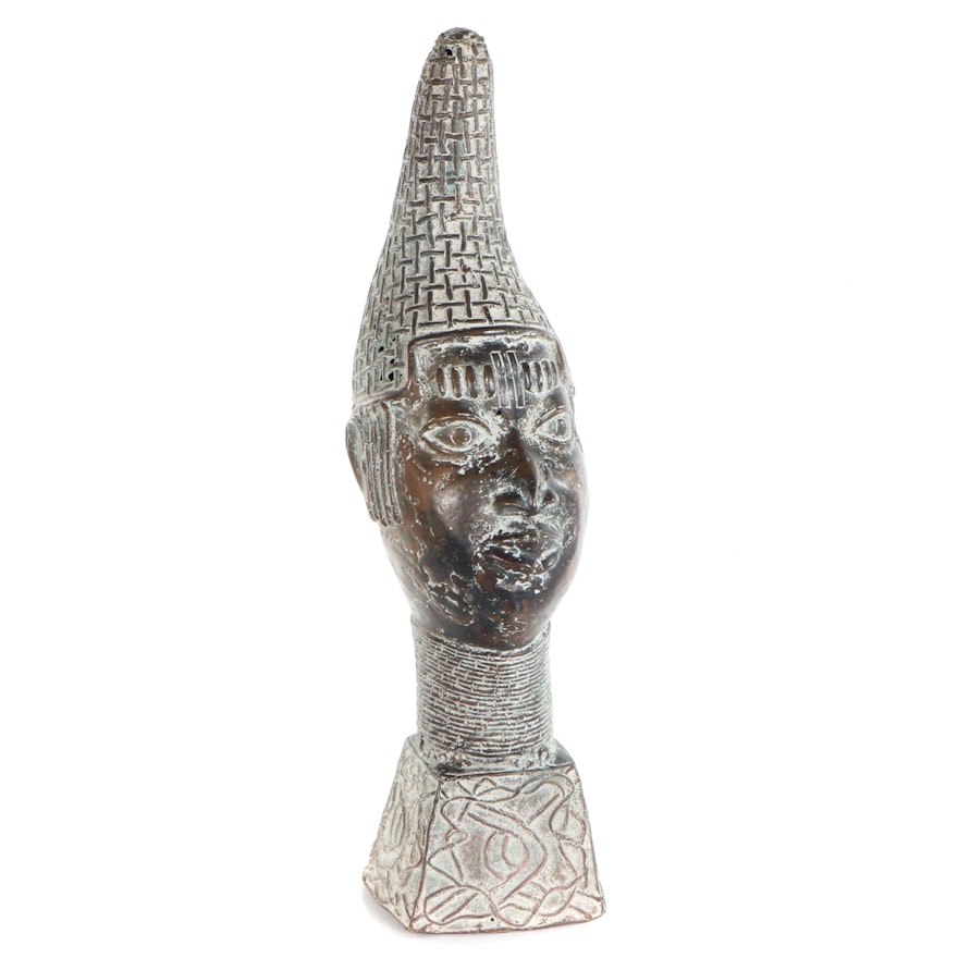 Benin Cast Bronze Bust of Queen Iyoba Idia, West Africa