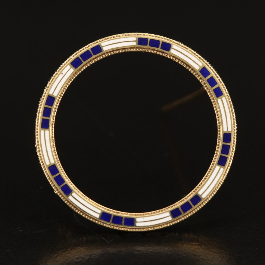 Art Deco 14K Enamel Circle Brooch