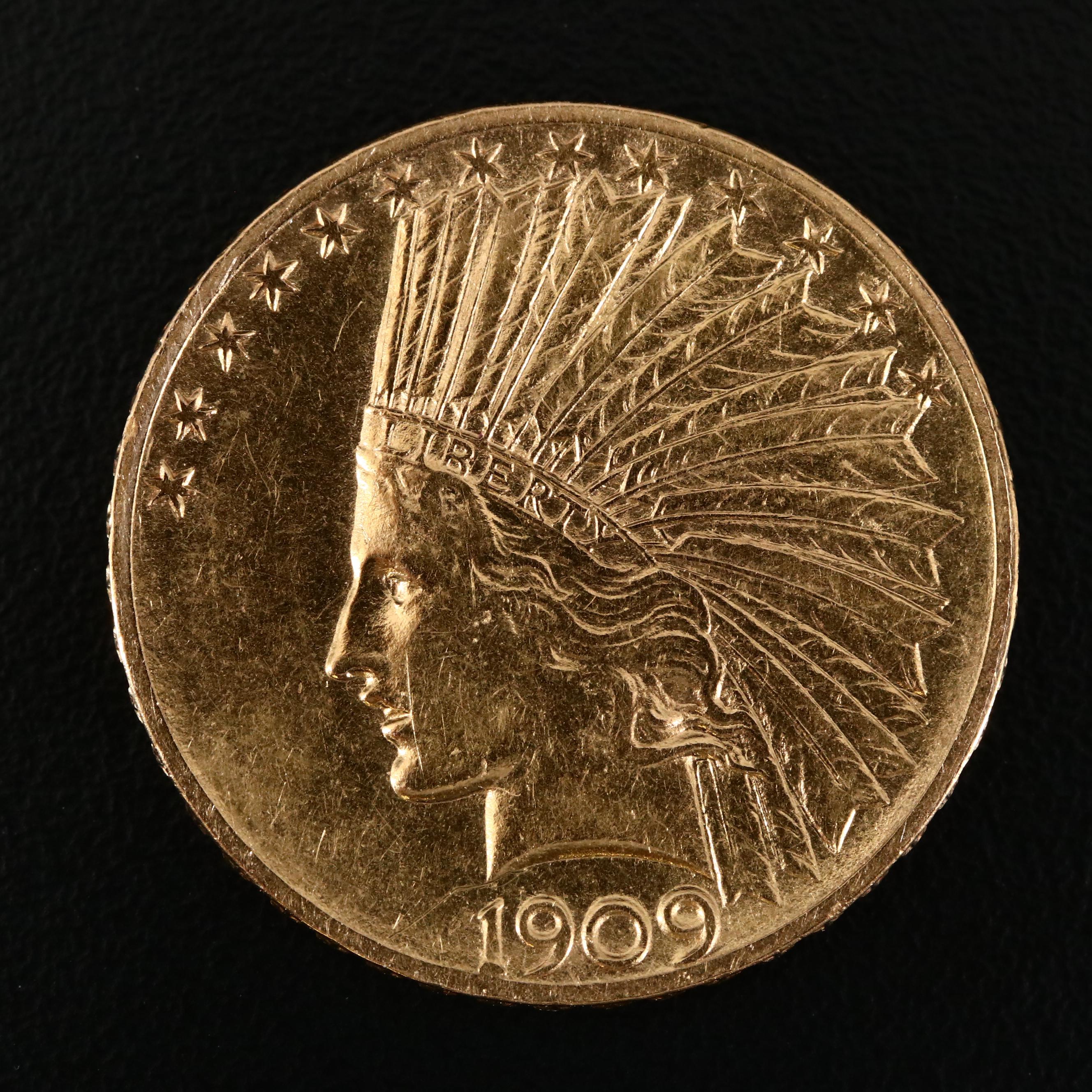 1909 Indian Head $10 Gold Eagle Coin