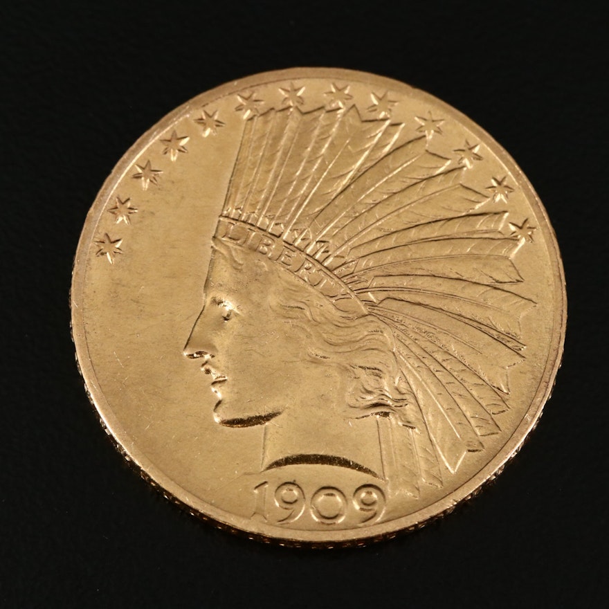1909 Indian Head $10 Gold Eagle Coin